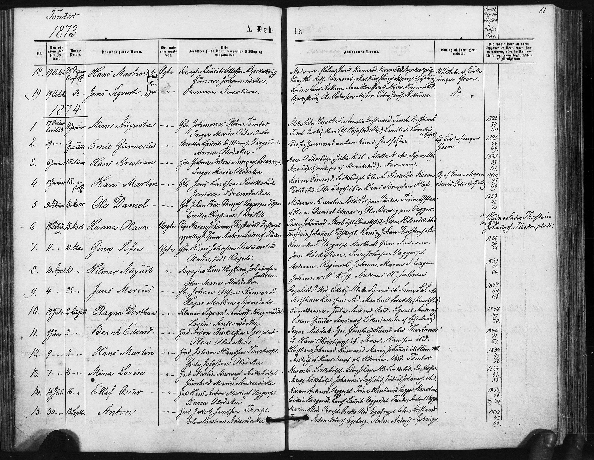 Hobøl prestekontor Kirkebøker, AV/SAO-A-2002/F/Fa/L0004: Ministerialbok nr. I 4, 1865-1877, s. 61