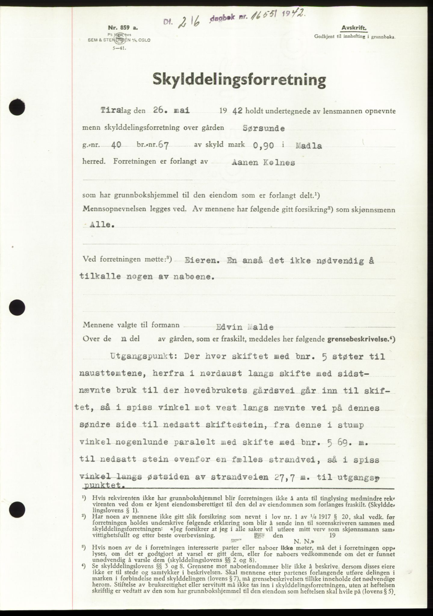 Jæren sorenskriveri, SAST/A-100310/03/G/Gba/L0082: Pantebok, 1942-1942, Dagboknr: 1655/1942