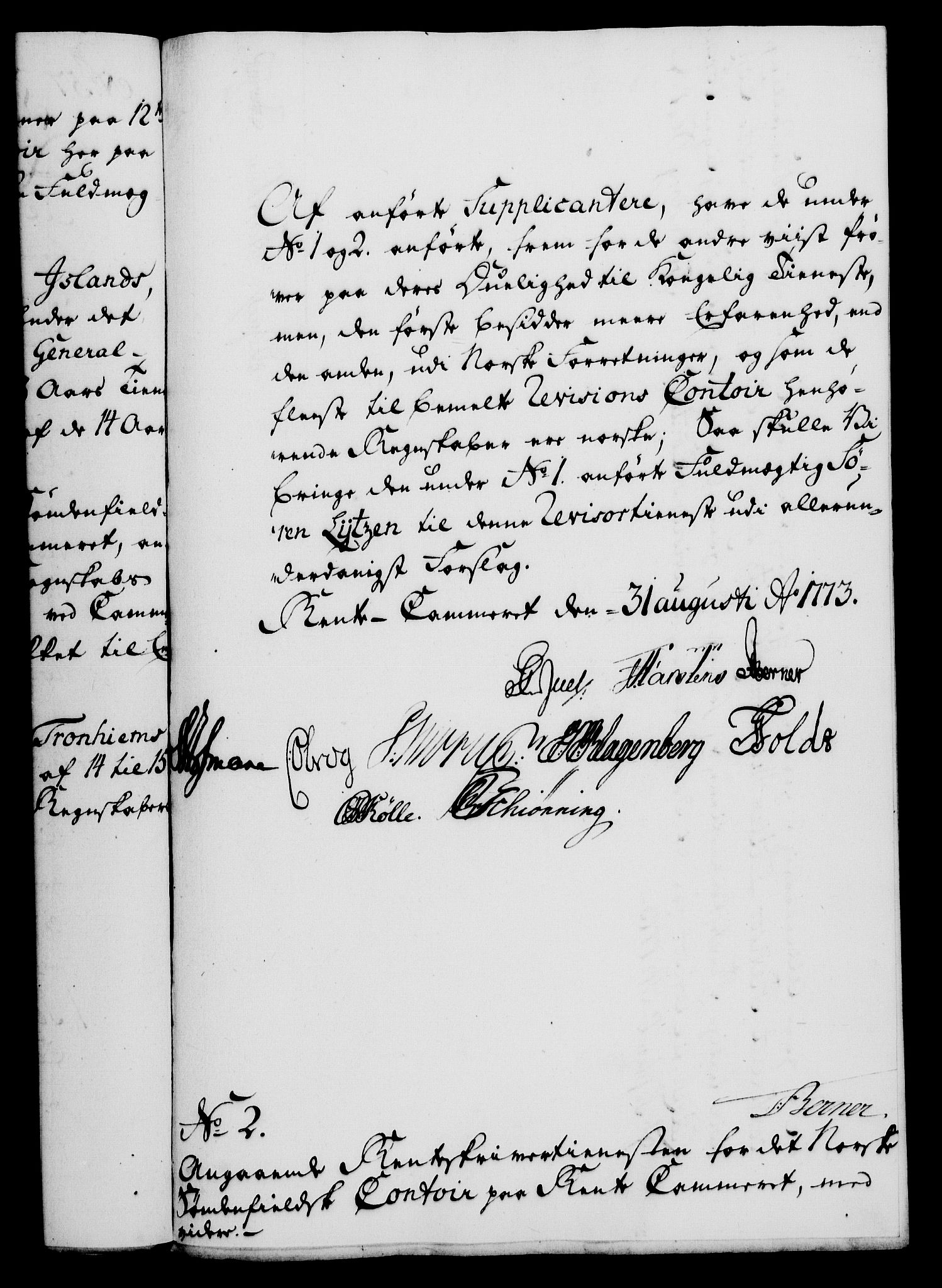 Rentekammeret, Kammerkanselliet, AV/RA-EA-3111/G/Gf/Gfa/L0055: Norsk relasjons- og resolusjonsprotokoll (merket RK 52.55), 1773, s. 223
