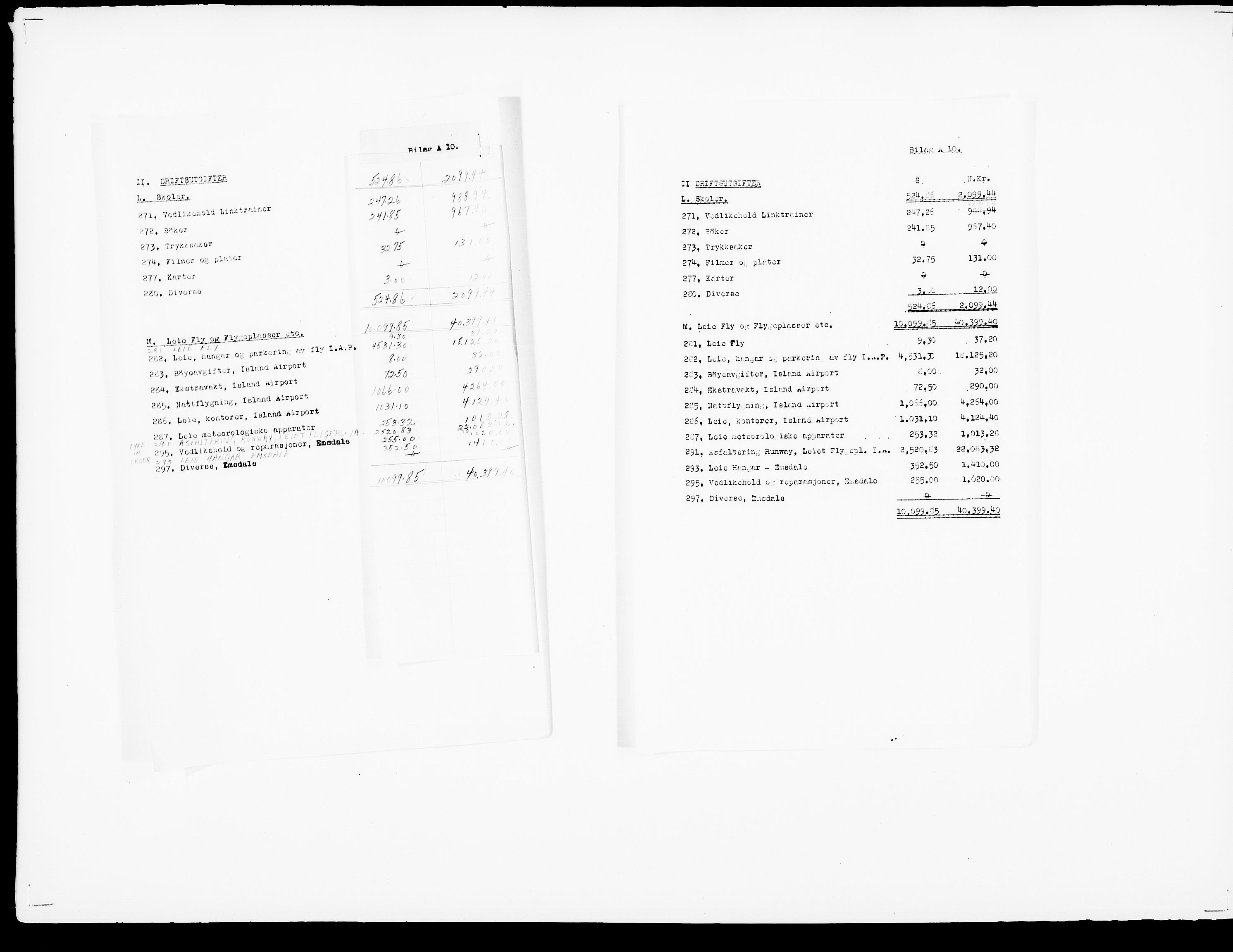 Forsvaret, Flyvåpnenes treningsleir 1940-1945, AV/RA-RAFA-3974/V/L0049: Ekspedisjonskontoret.
Hovedbok.  Diverse regnskaper., 1940-1945
