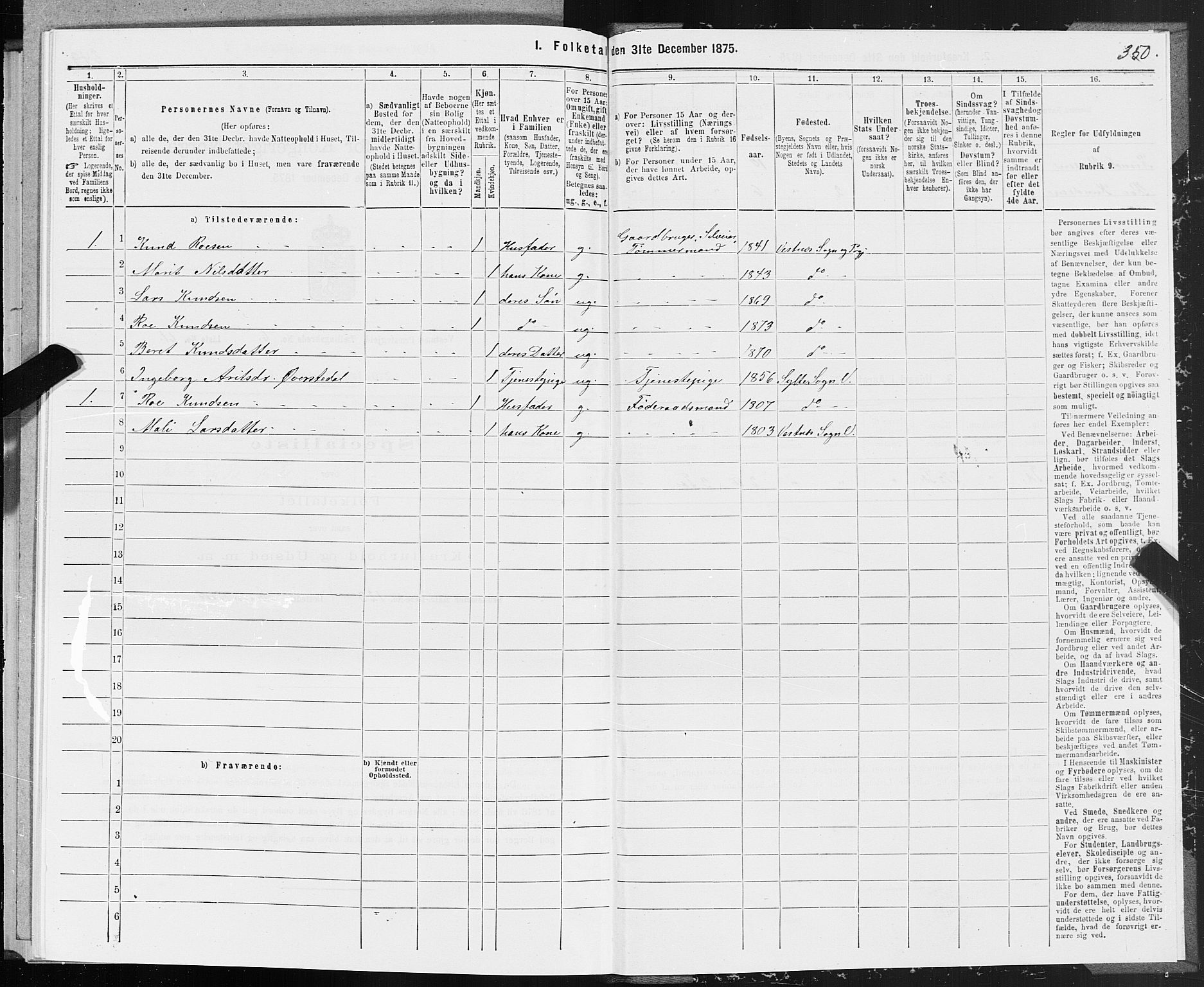 SAT, Folketelling 1875 for 1535P Vestnes prestegjeld, 1875, s. 2350