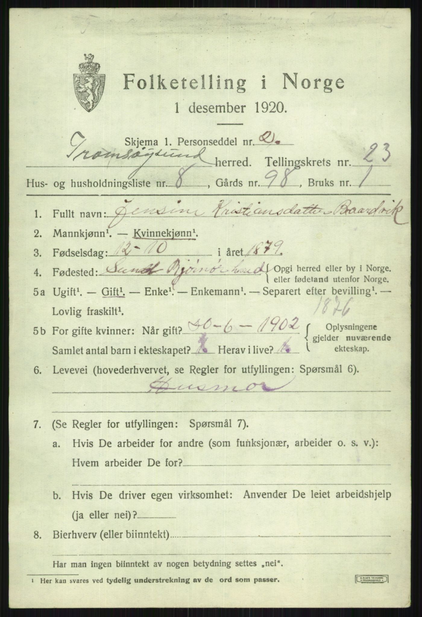 SATØ, Folketelling 1920 for 1934 Tromsøysund herred, 1920, s. 11724