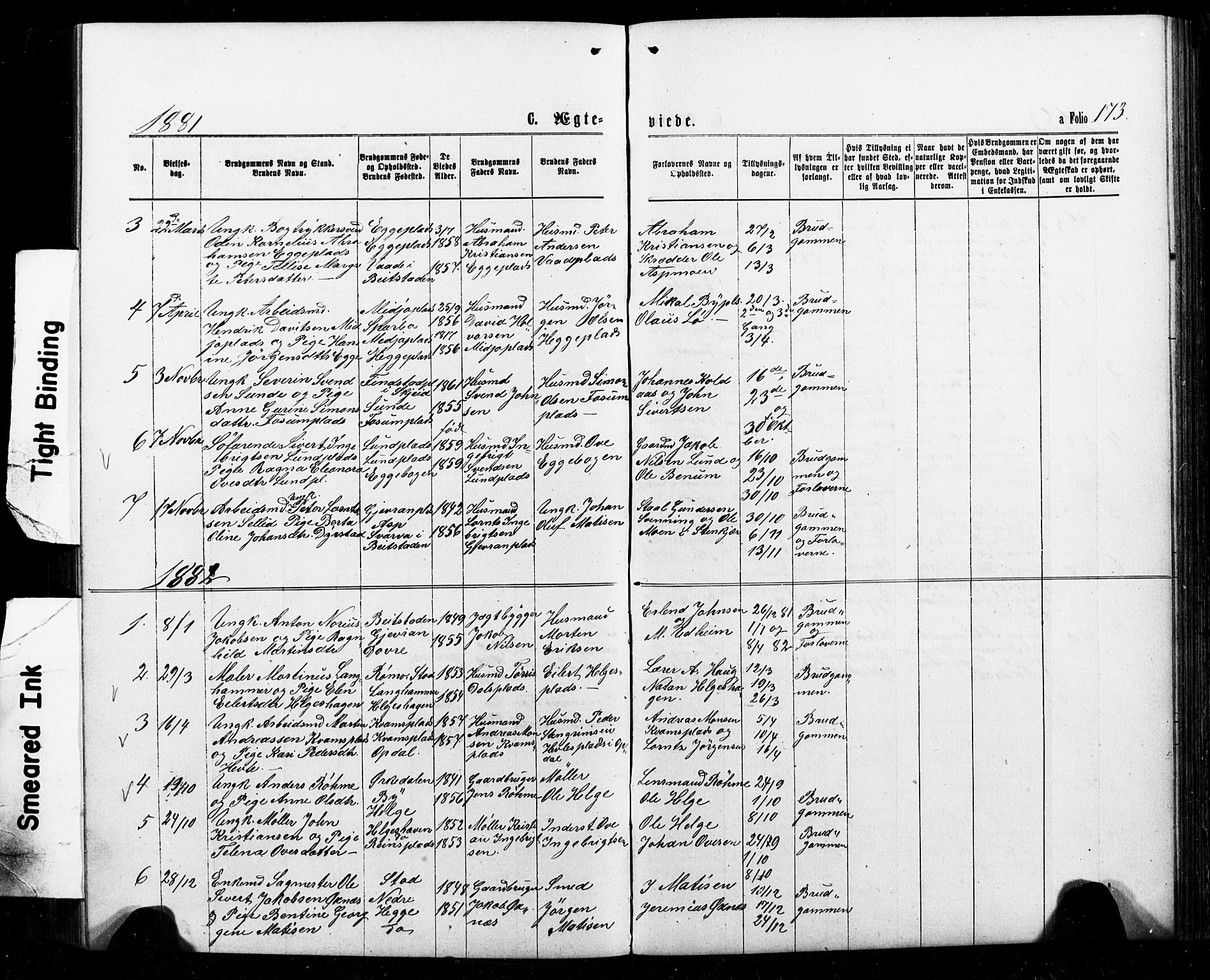 Ministerialprotokoller, klokkerbøker og fødselsregistre - Nord-Trøndelag, SAT/A-1458/740/L0380: Klokkerbok nr. 740C01, 1868-1902, s. 173