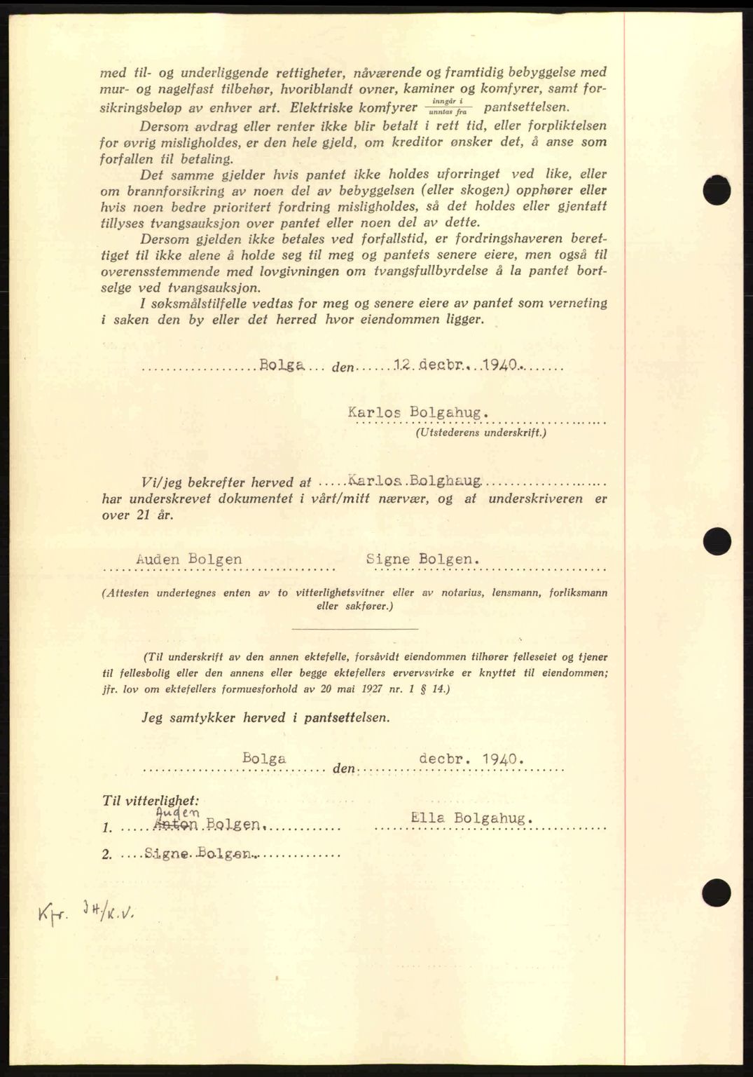 Nordmøre sorenskriveri, AV/SAT-A-4132/1/2/2Ca: Pantebok nr. B87, 1940-1941, Dagboknr: 2245/1940