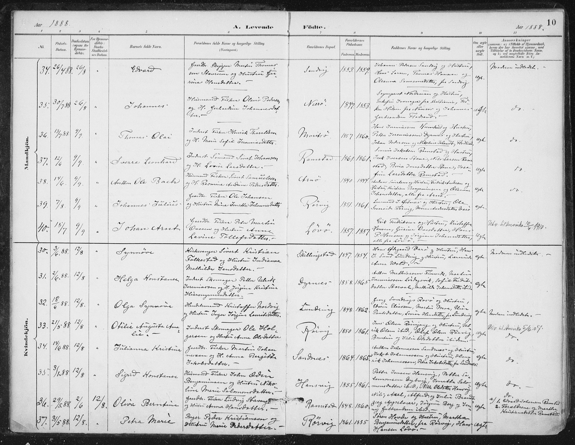 Ministerialprotokoller, klokkerbøker og fødselsregistre - Nord-Trøndelag, SAT/A-1458/784/L0673: Ministerialbok nr. 784A08, 1888-1899, s. 10