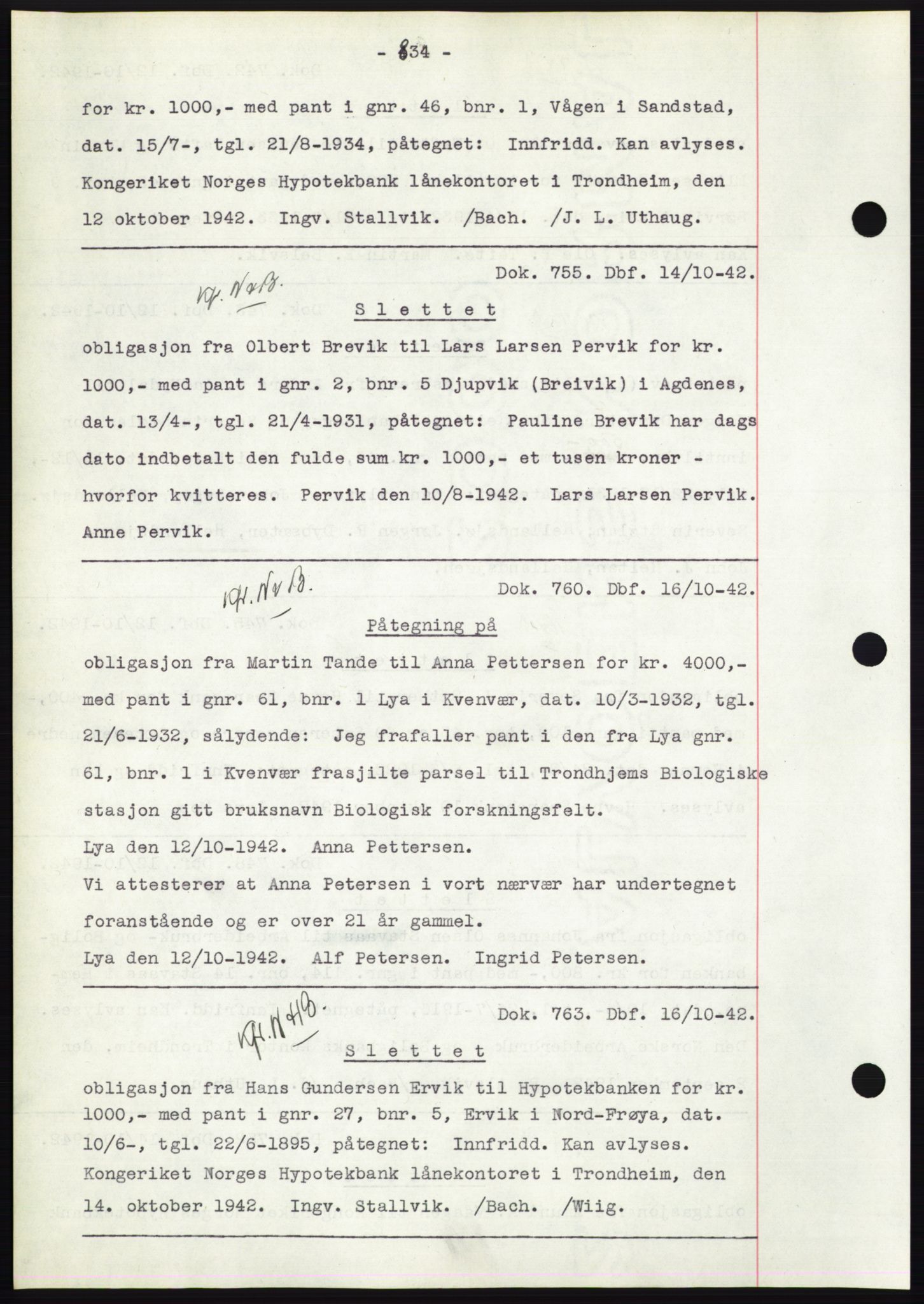 Hitra sorenskriveri, AV/SAT-A-0018/2/2C/2Ca: Pantebok nr. C1, 1936-1945, Dagboknr: 755/1942