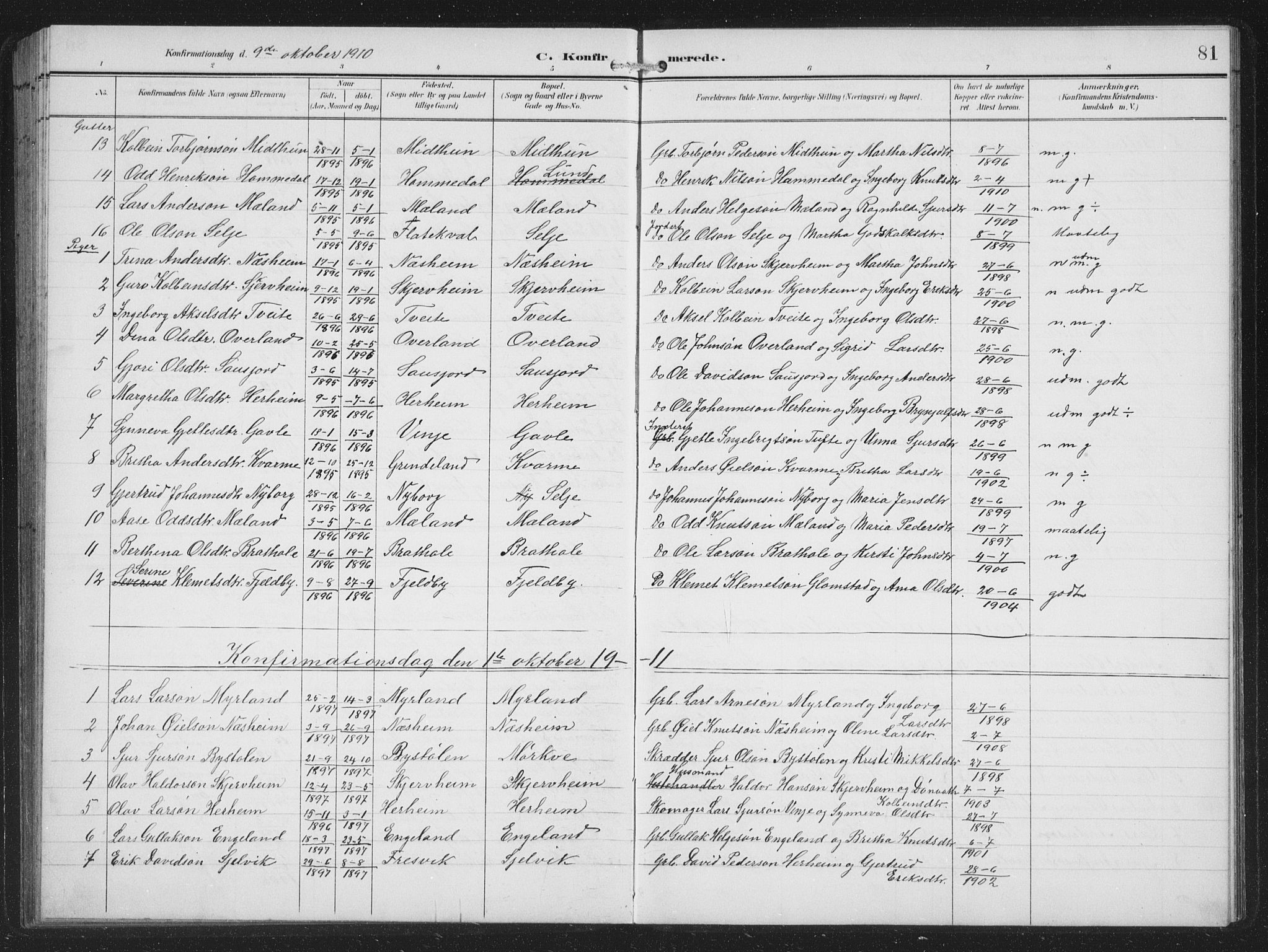 Vossestrand Sokneprestembete, AV/SAB-A-79101/H/Hab: Klokkerbok nr. B 4, 1894-1941, s. 81