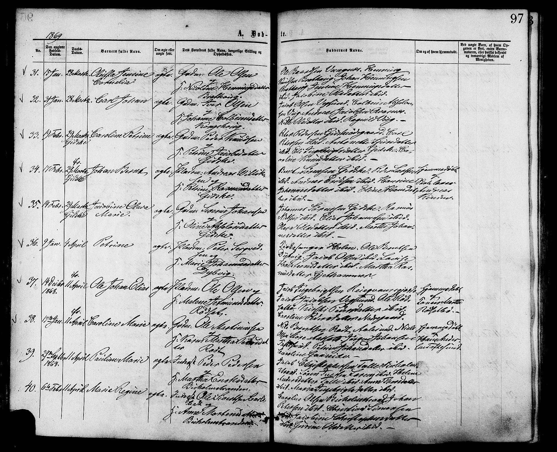 Ministerialprotokoller, klokkerbøker og fødselsregistre - Møre og Romsdal, AV/SAT-A-1454/528/L0399: Ministerialbok nr. 528A10, 1864-1879, s. 97