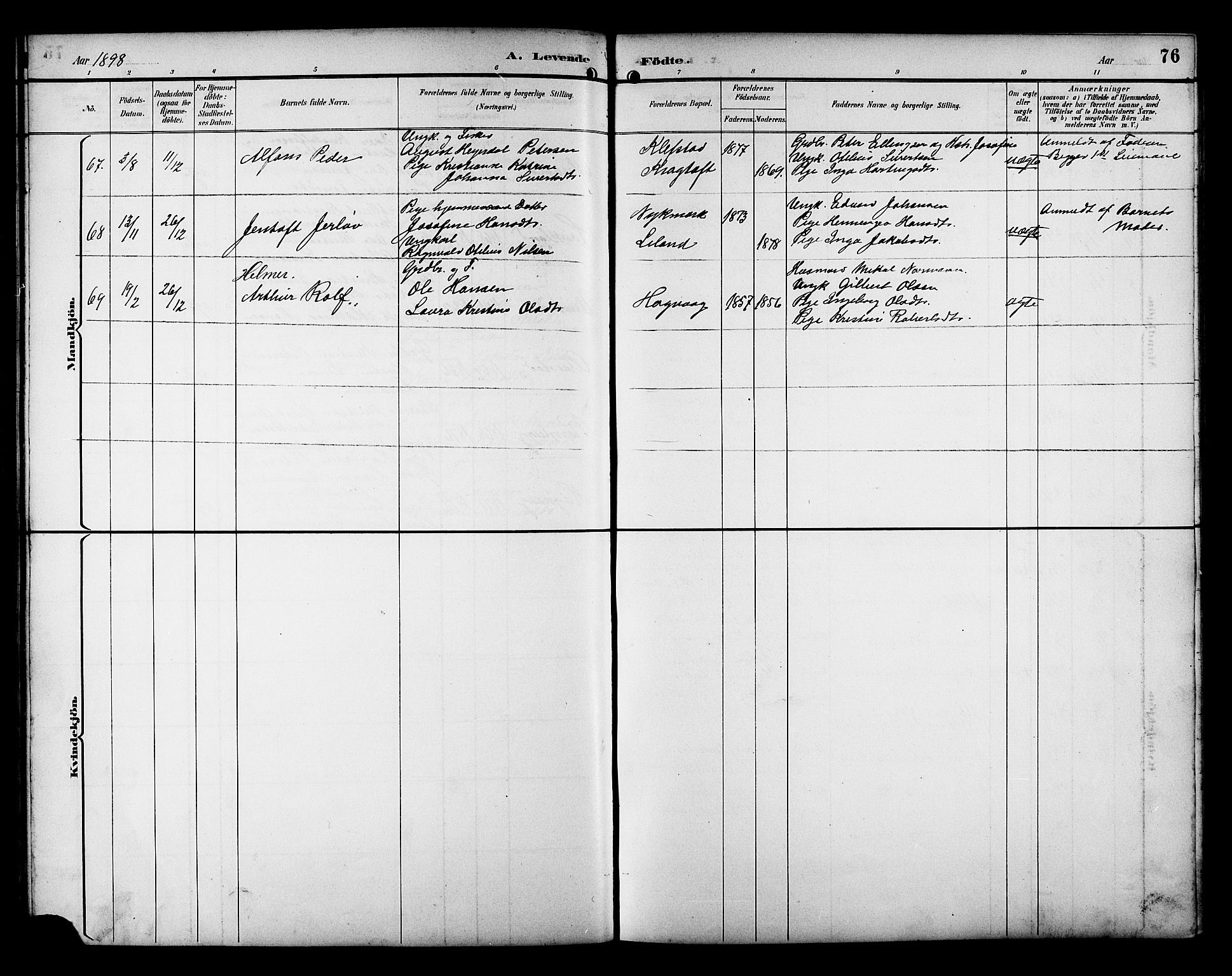 Ministerialprotokoller, klokkerbøker og fødselsregistre - Nordland, AV/SAT-A-1459/880/L1141: Klokkerbok nr. 880C03, 1893-1928, s. 76