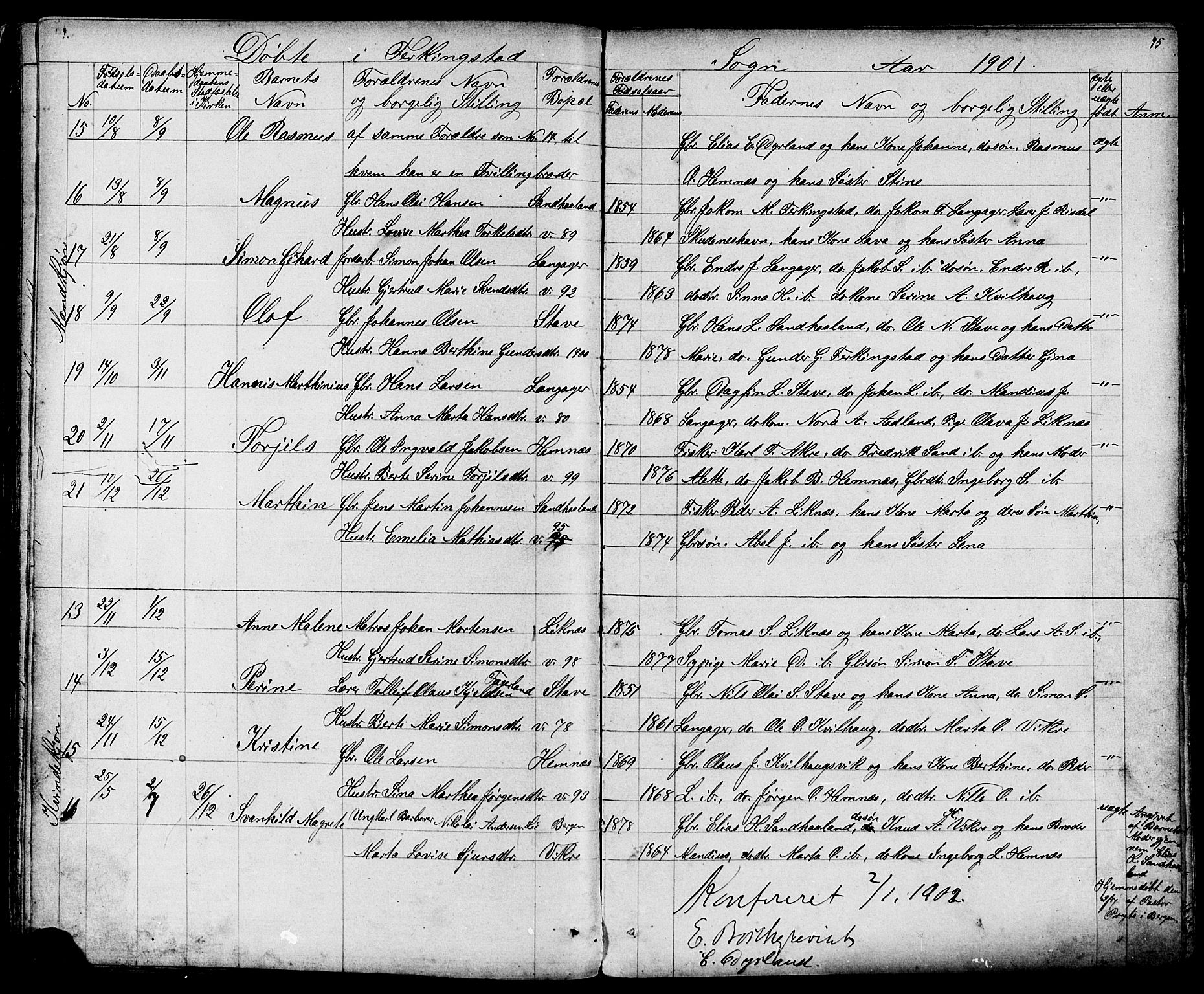 Skudenes sokneprestkontor, AV/SAST-A -101849/H/Ha/Hab/L0006: Klokkerbok nr. B 6, 1874-1908, s. 75
