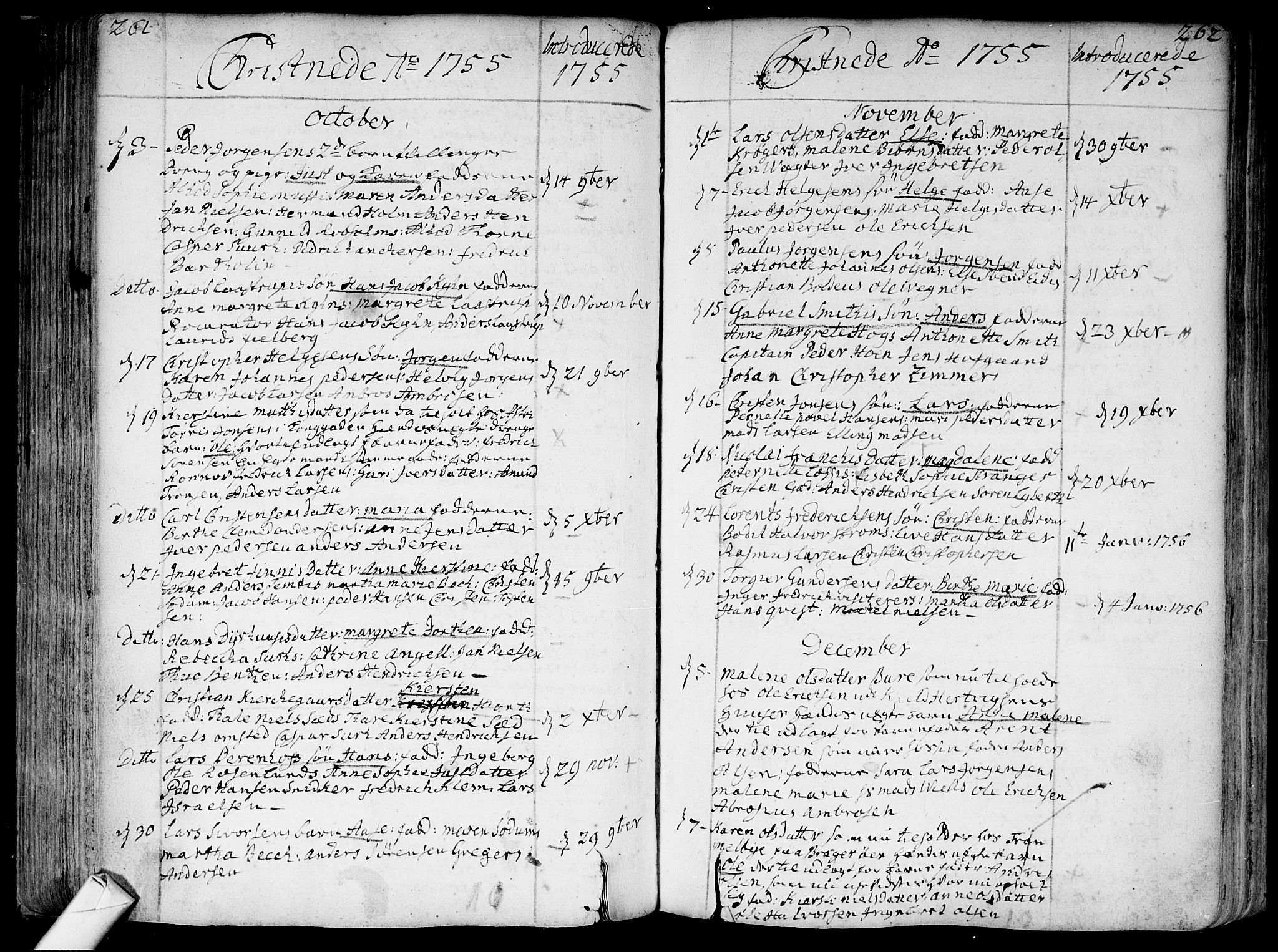 Bragernes kirkebøker, SAKO/A-6/F/Fa/L0004: Ministerialbok nr. I 4, 1734-1759, s. 261-262