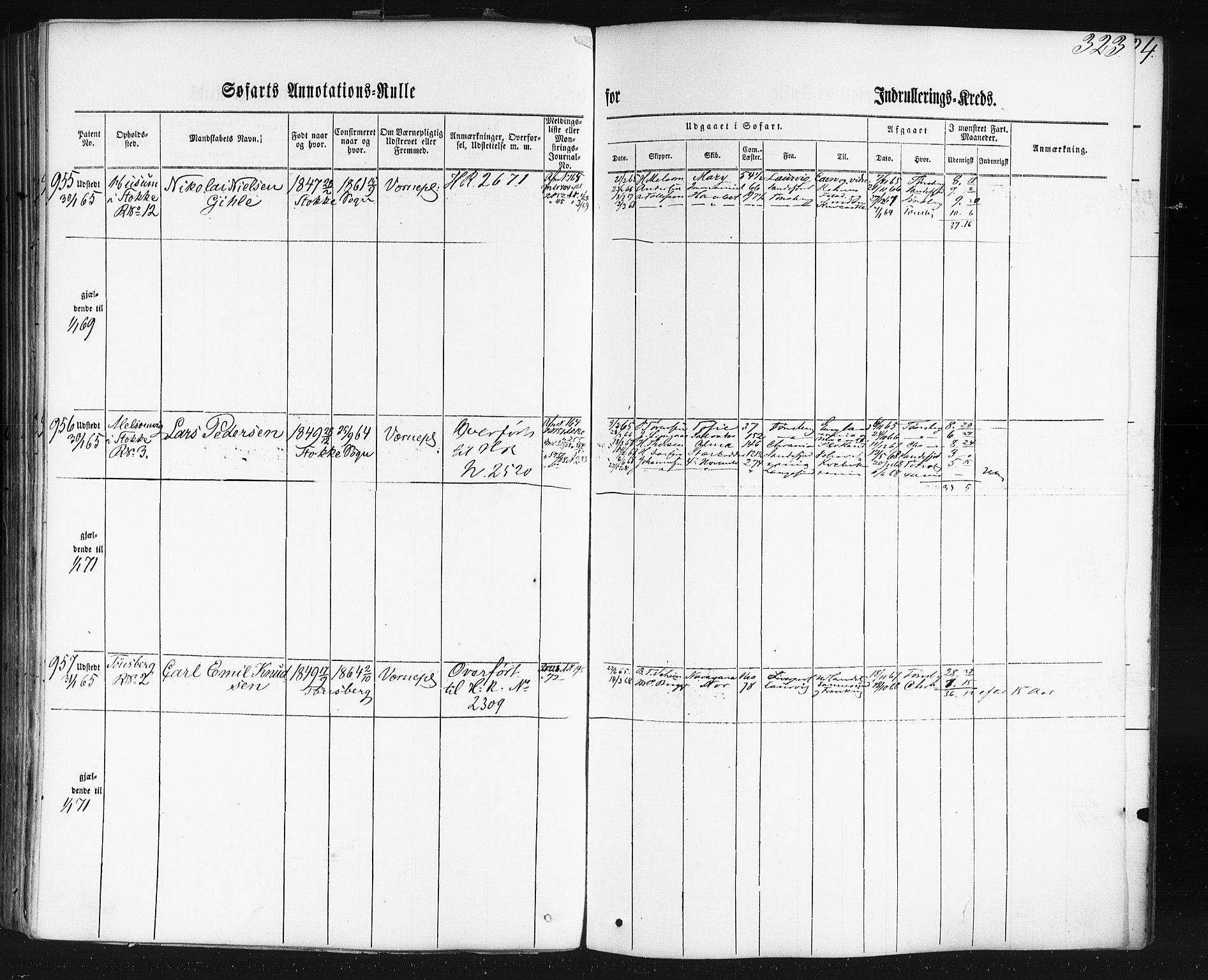 Tønsberg innrulleringskontor, SAKO/A-786/F/Fb/L0001: Annotasjonsrulle Patent nr. 1-1724, 1860-1868, s. 339