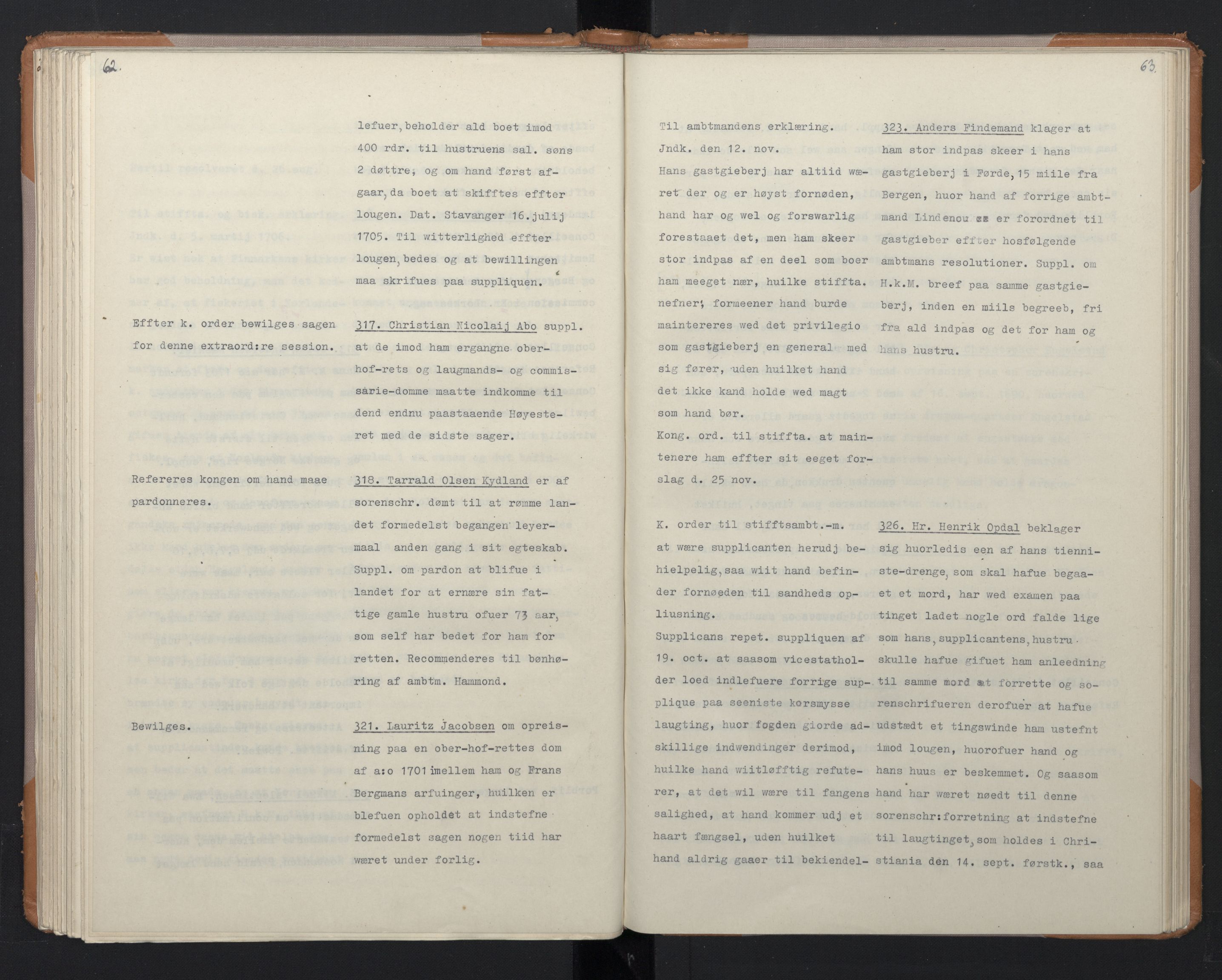 Avskriftsamlingen, AV/RA-EA-4022/F/Fa/L0073: Supplikker, 1705, s. 121