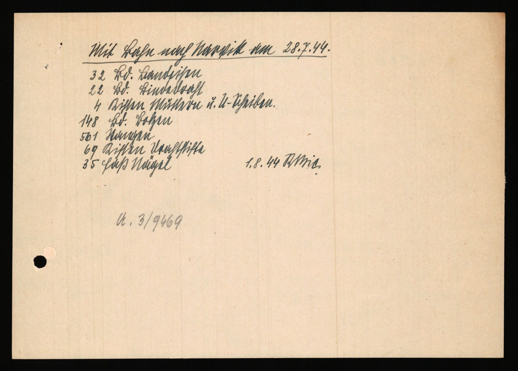 Tyske arkiver, Organisation Todt (OT), Einsatzgruppe Wiking, AV/RA-RAFA-2188/1/E/E6/E6c/L0007: Nachschub: Arkivkode 9451-9490, 1940-1945, s. 90