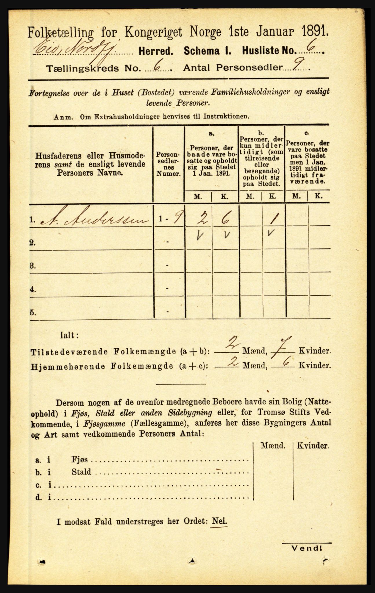 RA, Folketelling 1891 for 1443 Eid herred, 1891, s. 1436