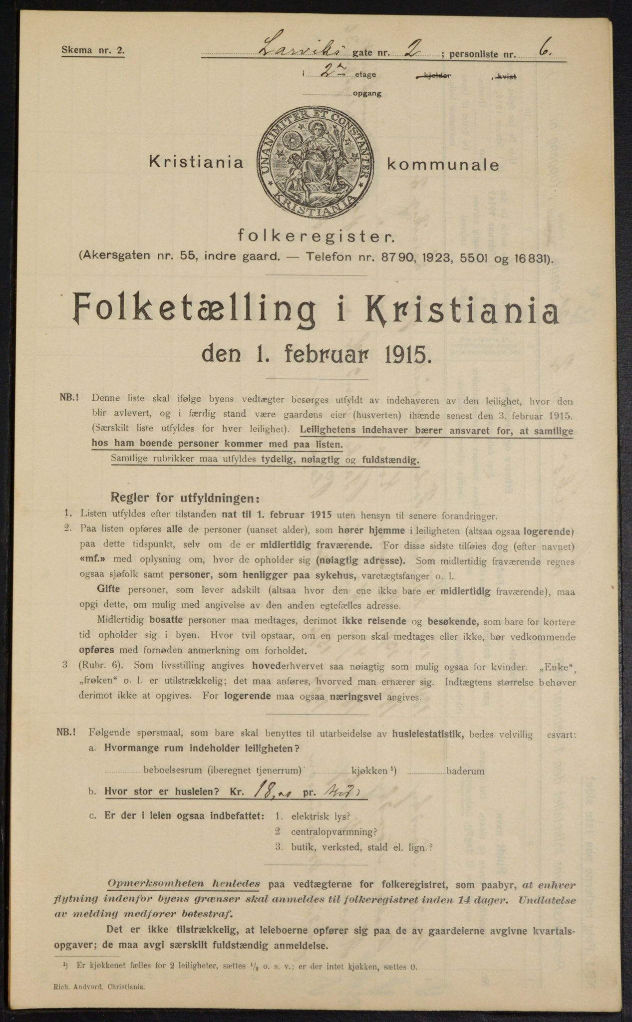 OBA, Kommunal folketelling 1.2.1915 for Kristiania, 1915, s. 56603