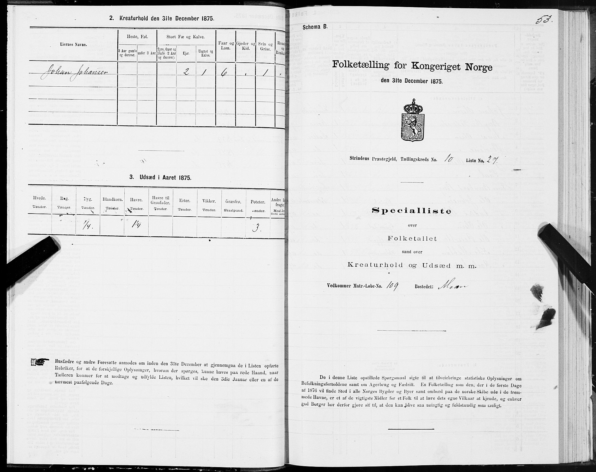 SAT, Folketelling 1875 for 1660P Strinda prestegjeld, 1875, s. 6053
