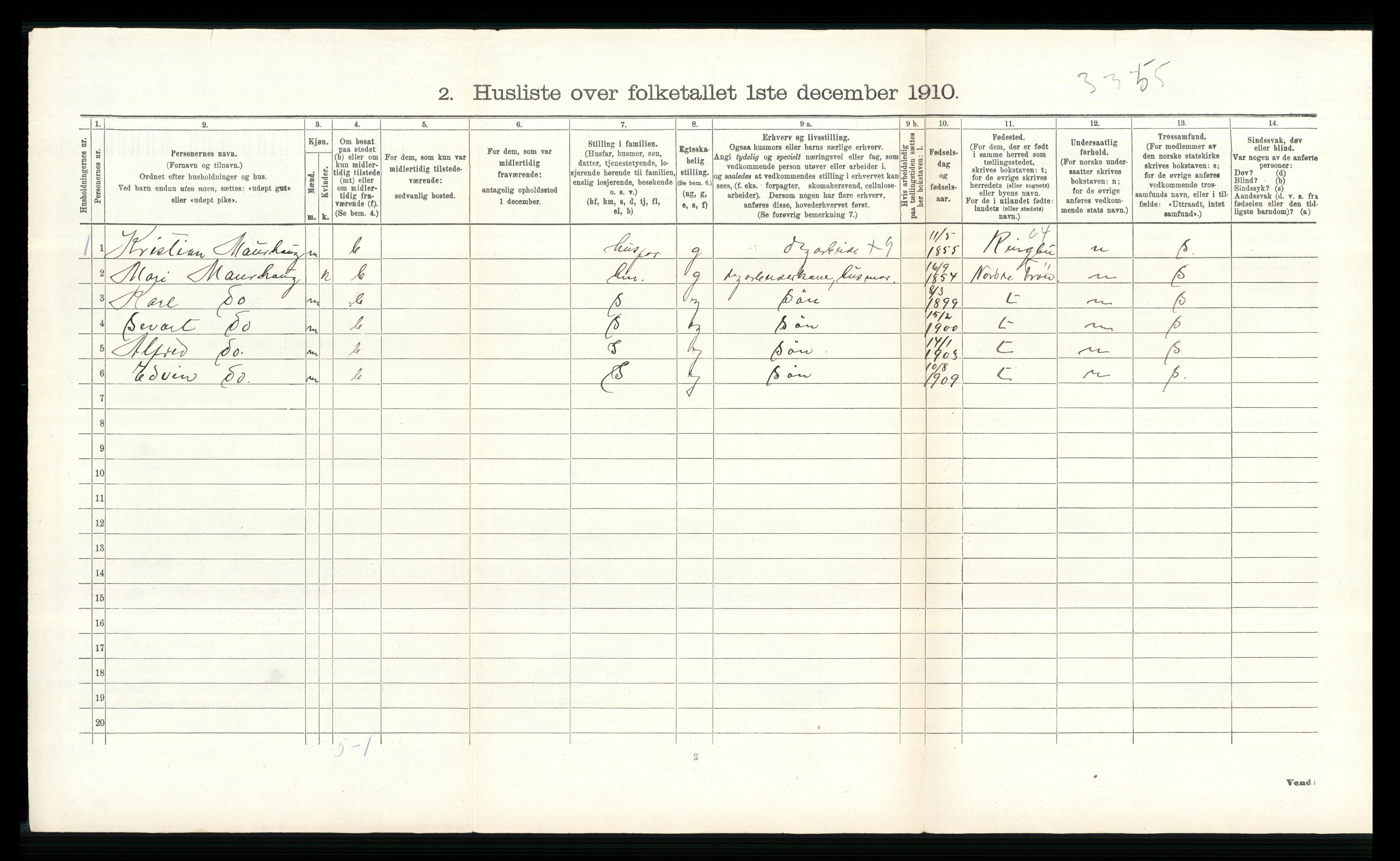 RA, Folketelling 1910 for 0519 Sør-Fron herred, 1910, s. 851