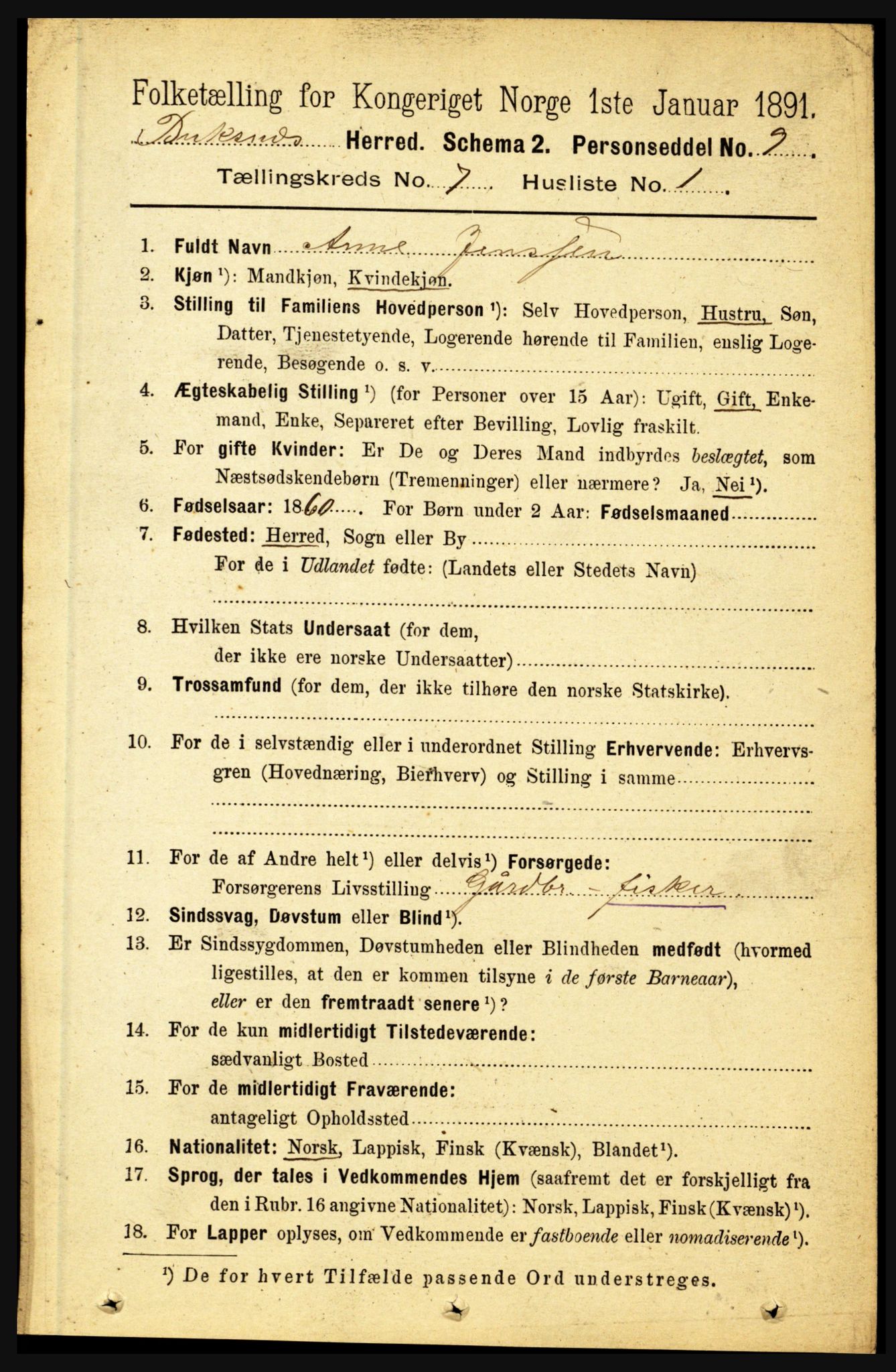 RA, Folketelling 1891 for 1860 Buksnes herred, 1891, s. 4998