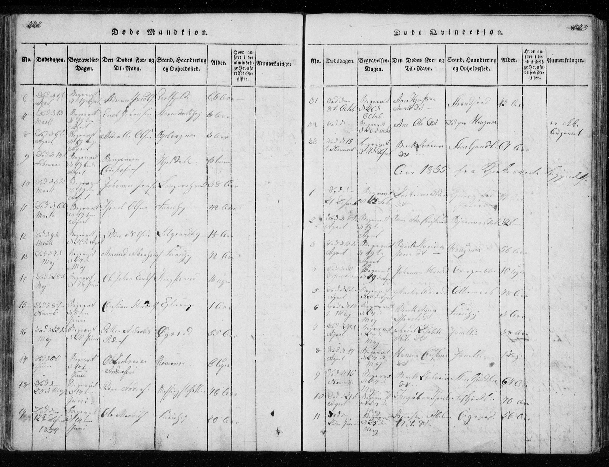 Ministerialprotokoller, klokkerbøker og fødselsregistre - Nordland, SAT/A-1459/827/L0412: Klokkerbok nr. 827C01, 1820-1841, s. 222-223