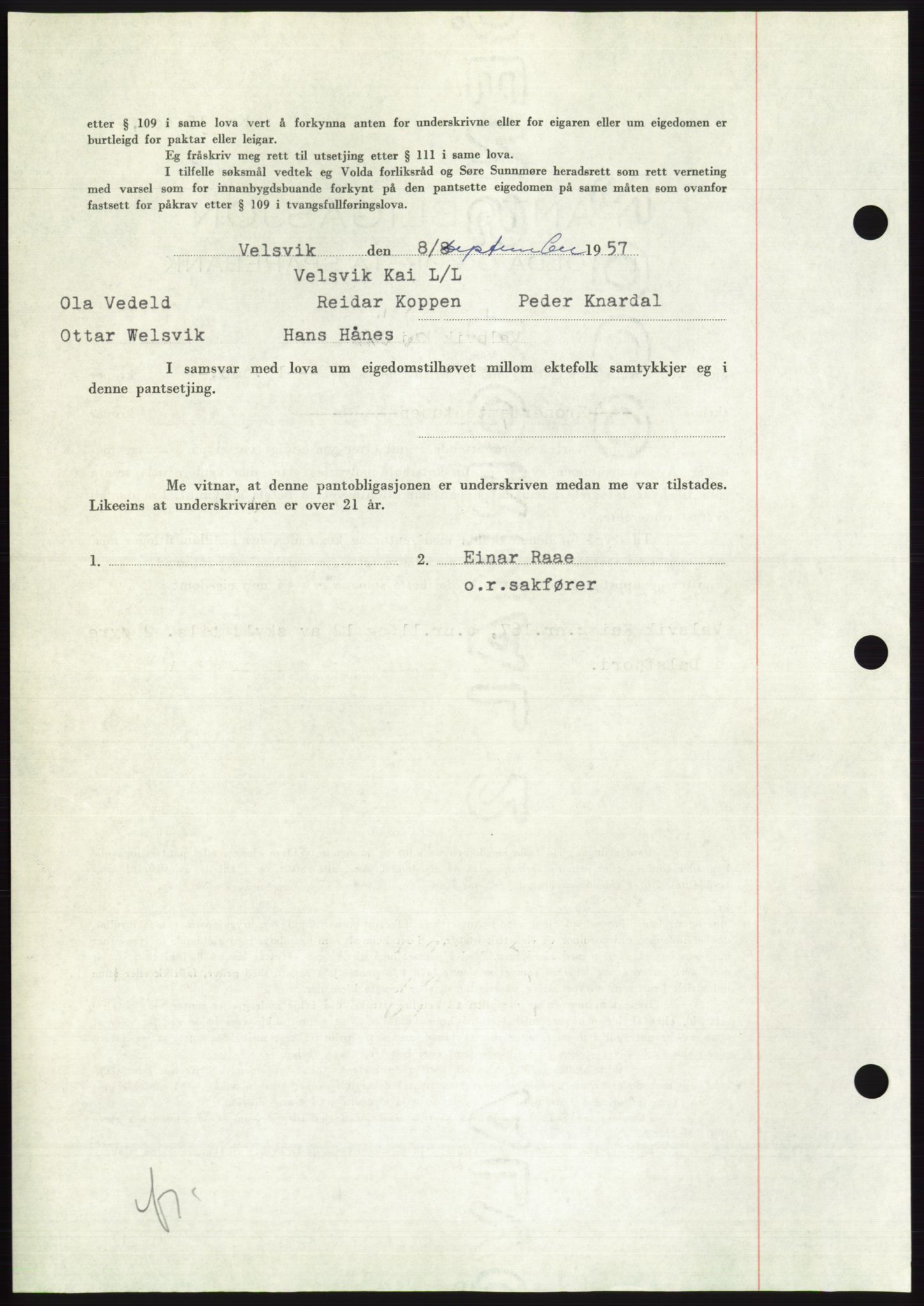 Søre Sunnmøre sorenskriveri, AV/SAT-A-4122/1/2/2C/L0130: Pantebok nr. 18B, 1957-1958, Dagboknr: 2353/1957