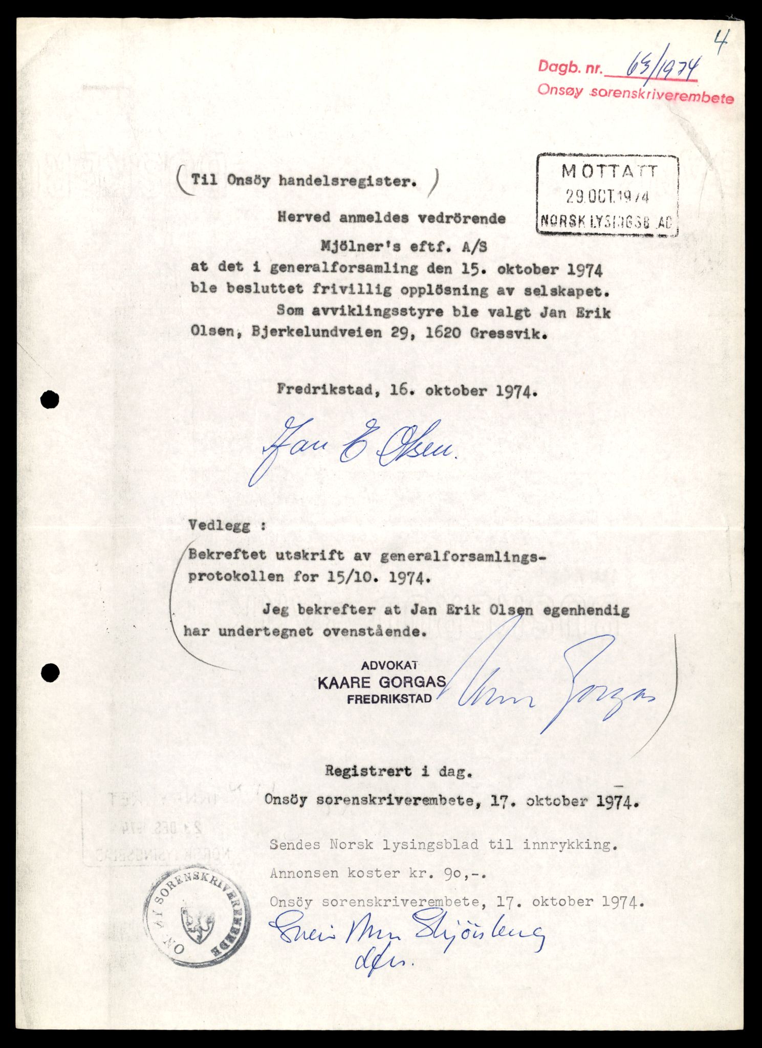 Fredrikstad tingrett, AV/SAT-A-10473/K/Kb/Kbb/L0038: Enkeltmannsforetak, aksjeselskap og andelslag, Mj-My, 1944-1990, s. 3