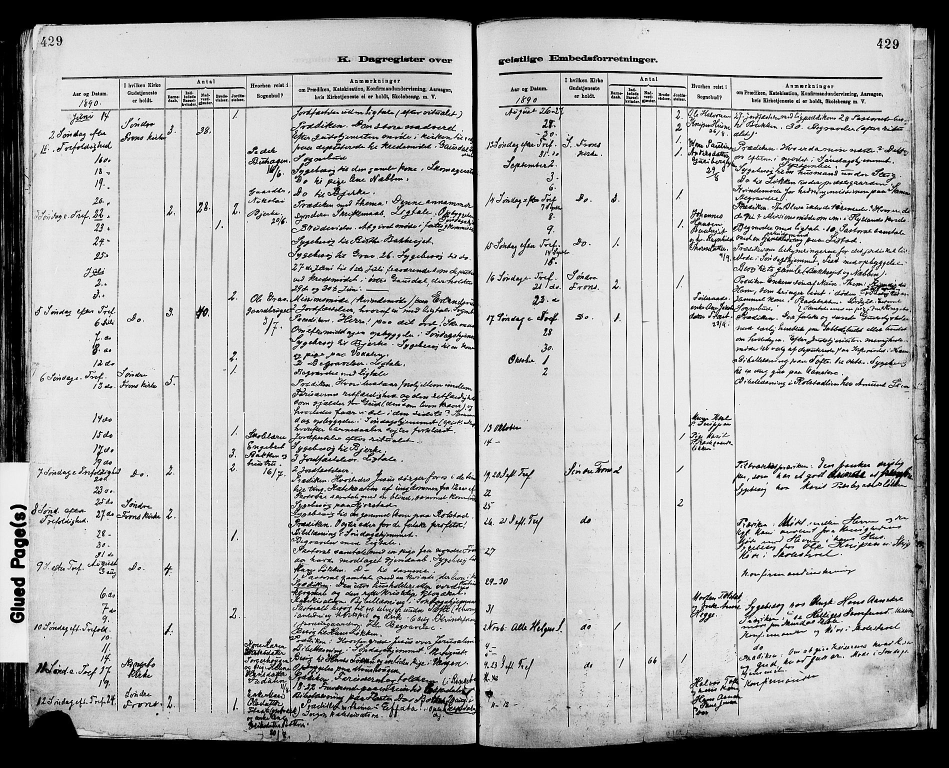 Sør-Fron prestekontor, SAH/PREST-010/H/Ha/Haa/L0003: Ministerialbok nr. 3, 1881-1897, s. 429