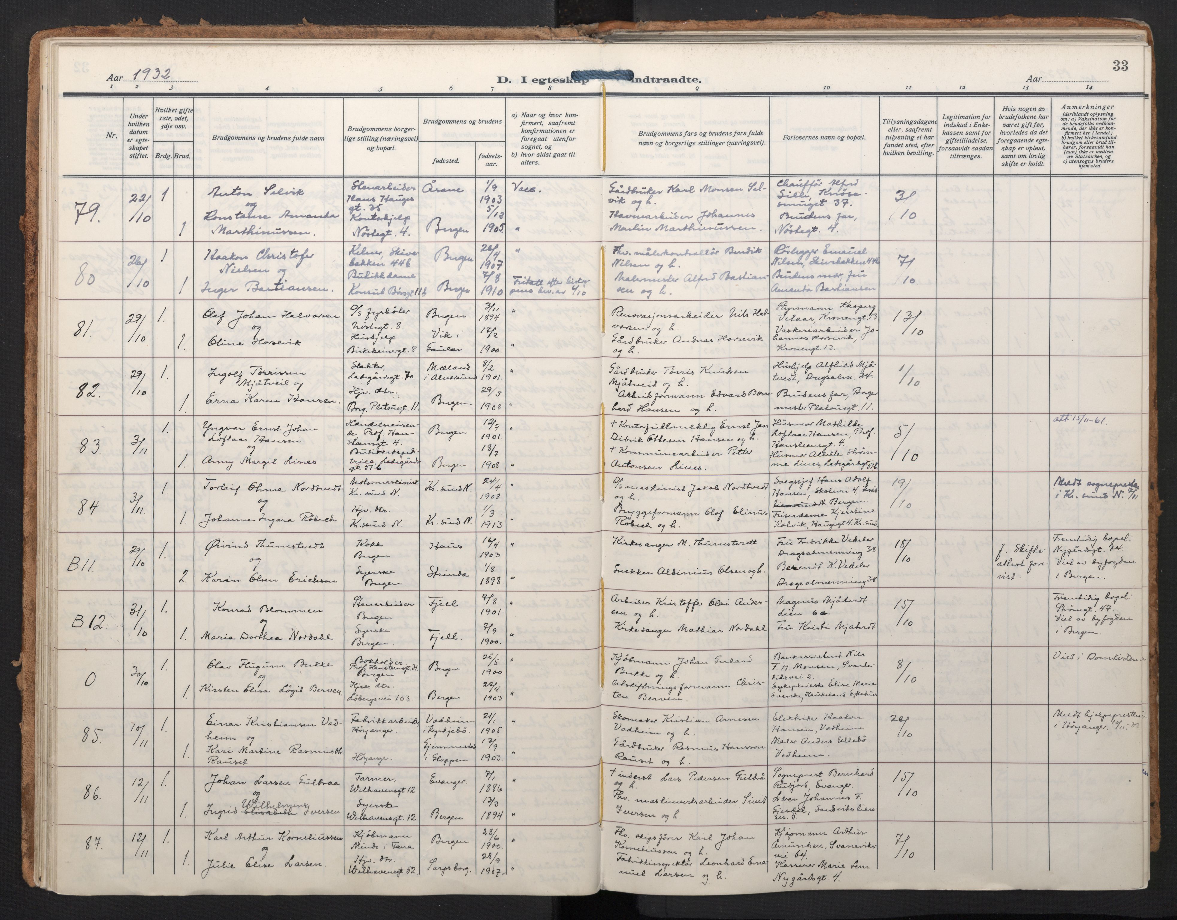 Johanneskirken sokneprestembete, AV/SAB-A-76001/H/Haa/L0014: Ministerialbok nr. D 3, 1929-1949, s. 32b-33a