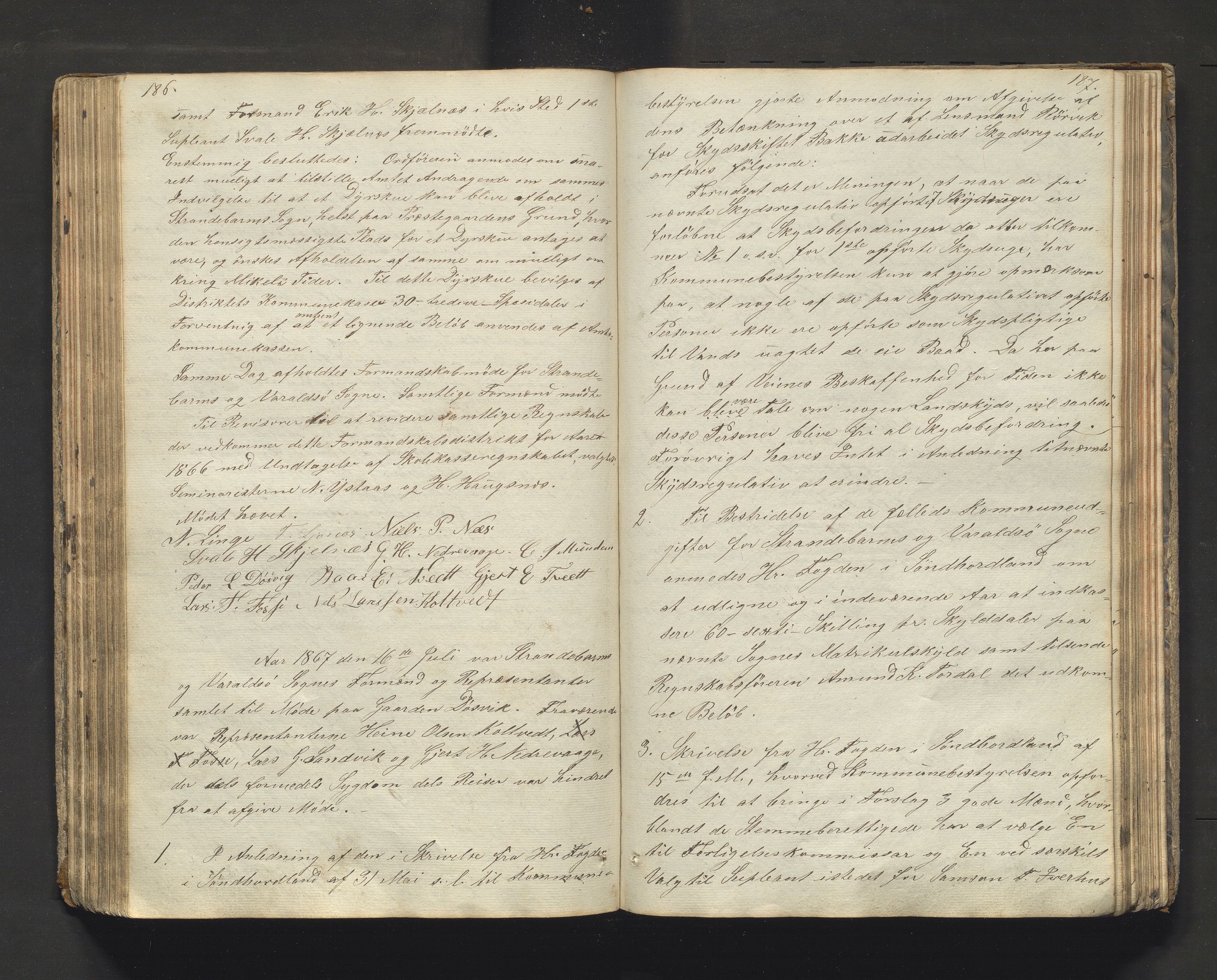 Strandebarm kommune. Formannskapet, IKAH/1226-021/A/Aa/L0001: Møtebok for Strandebarm formannskap og heradsstyre, 1838-1874, s. 93