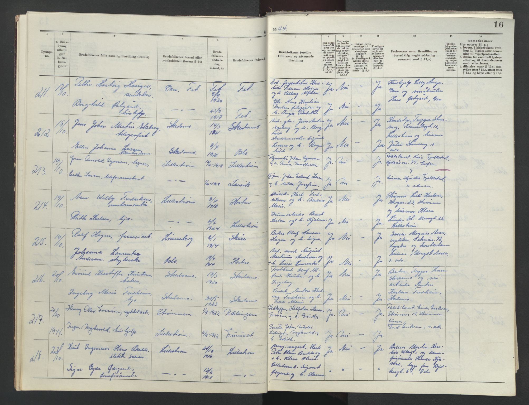 Nedre Romerike sorenskriveri, AV/SAO-A-10469/L/Lc/L0002: Lysingsbok, 1944-1953, s. 16