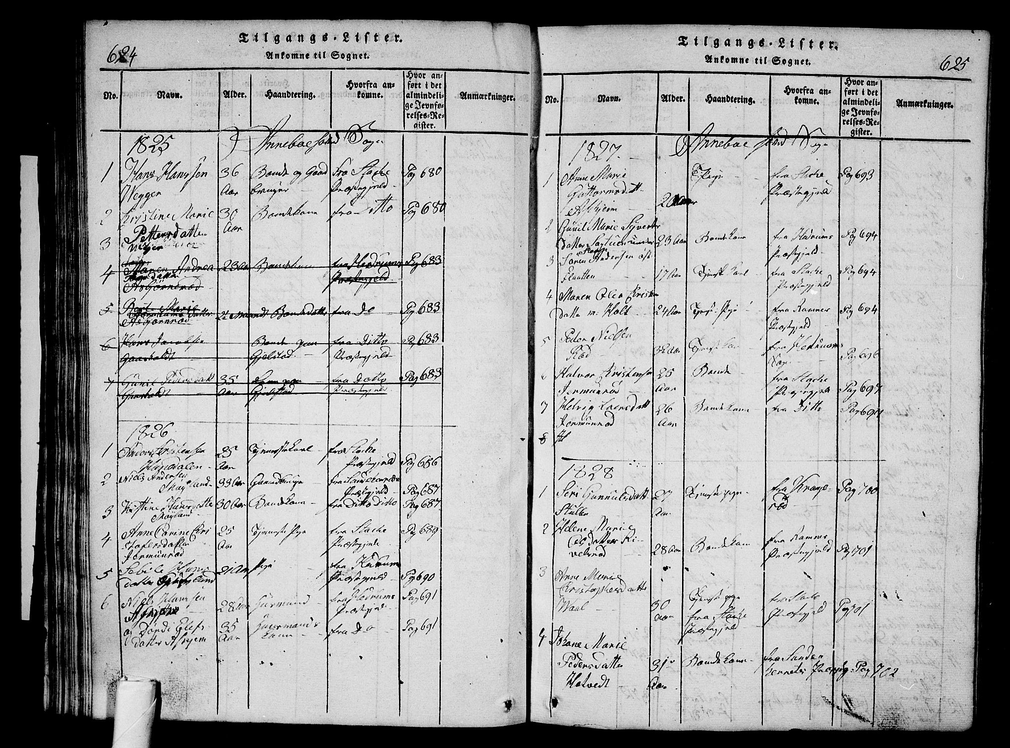 Andebu kirkebøker, AV/SAKO-A-336/G/Ga/L0002: Klokkerbok nr. I 2 /1, 1823-1832, s. 624-625