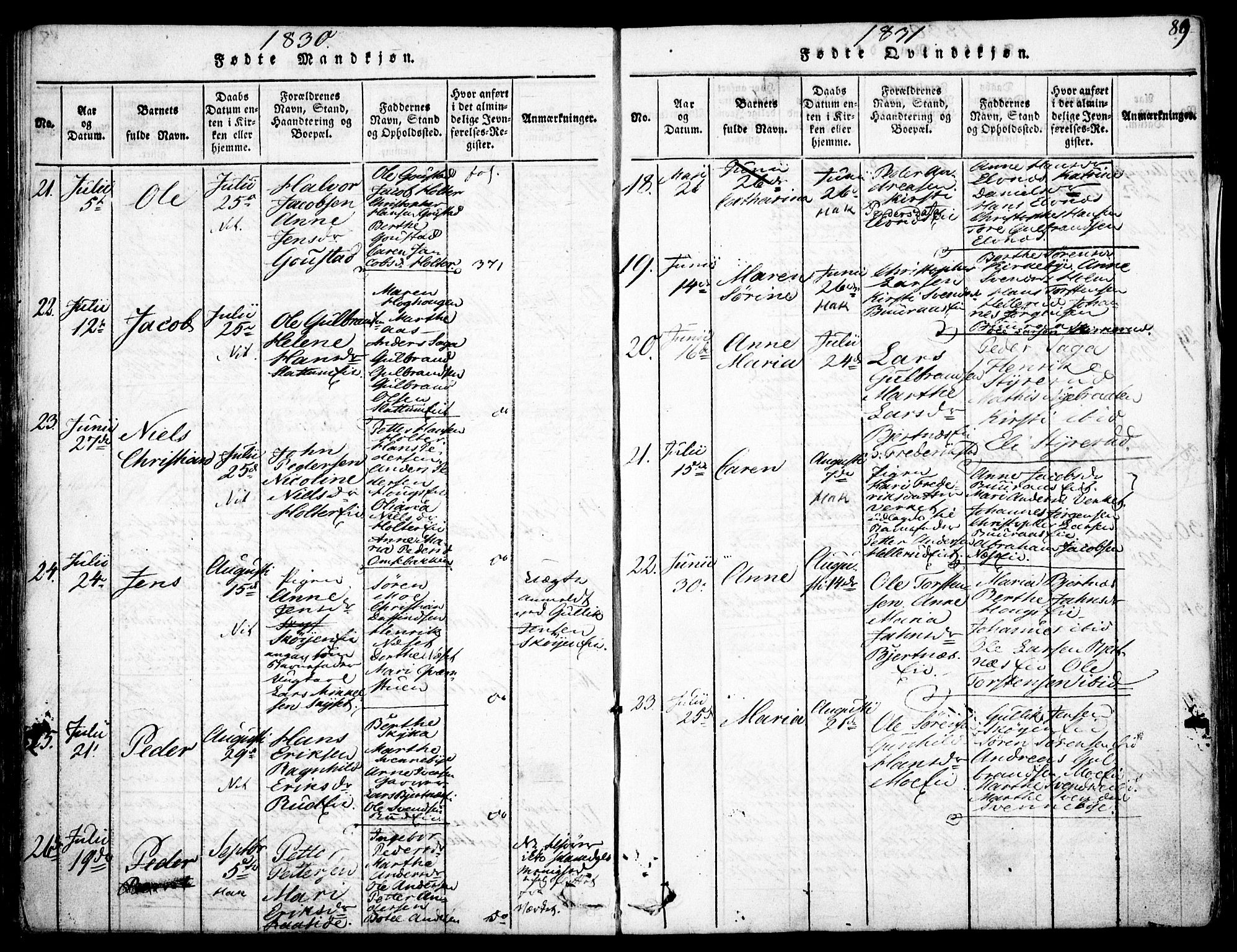 Nittedal prestekontor Kirkebøker, SAO/A-10365a/F/Fa/L0003: Ministerialbok nr. I 3, 1814-1836, s. 89