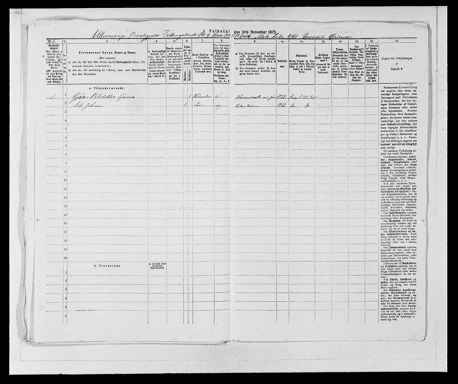 SAB, Folketelling 1875 for 1230P Ullensvang prestegjeld, 1875, s. 970