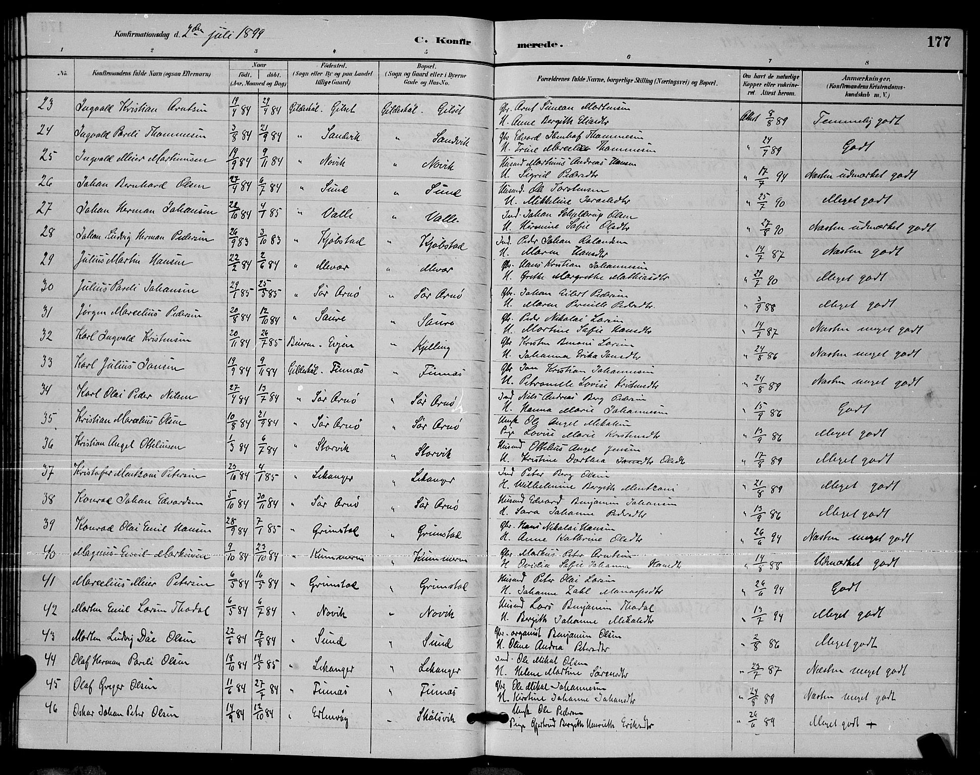 Ministerialprotokoller, klokkerbøker og fødselsregistre - Nordland, AV/SAT-A-1459/805/L0108: Klokkerbok nr. 805C04, 1885-1899, s. 177