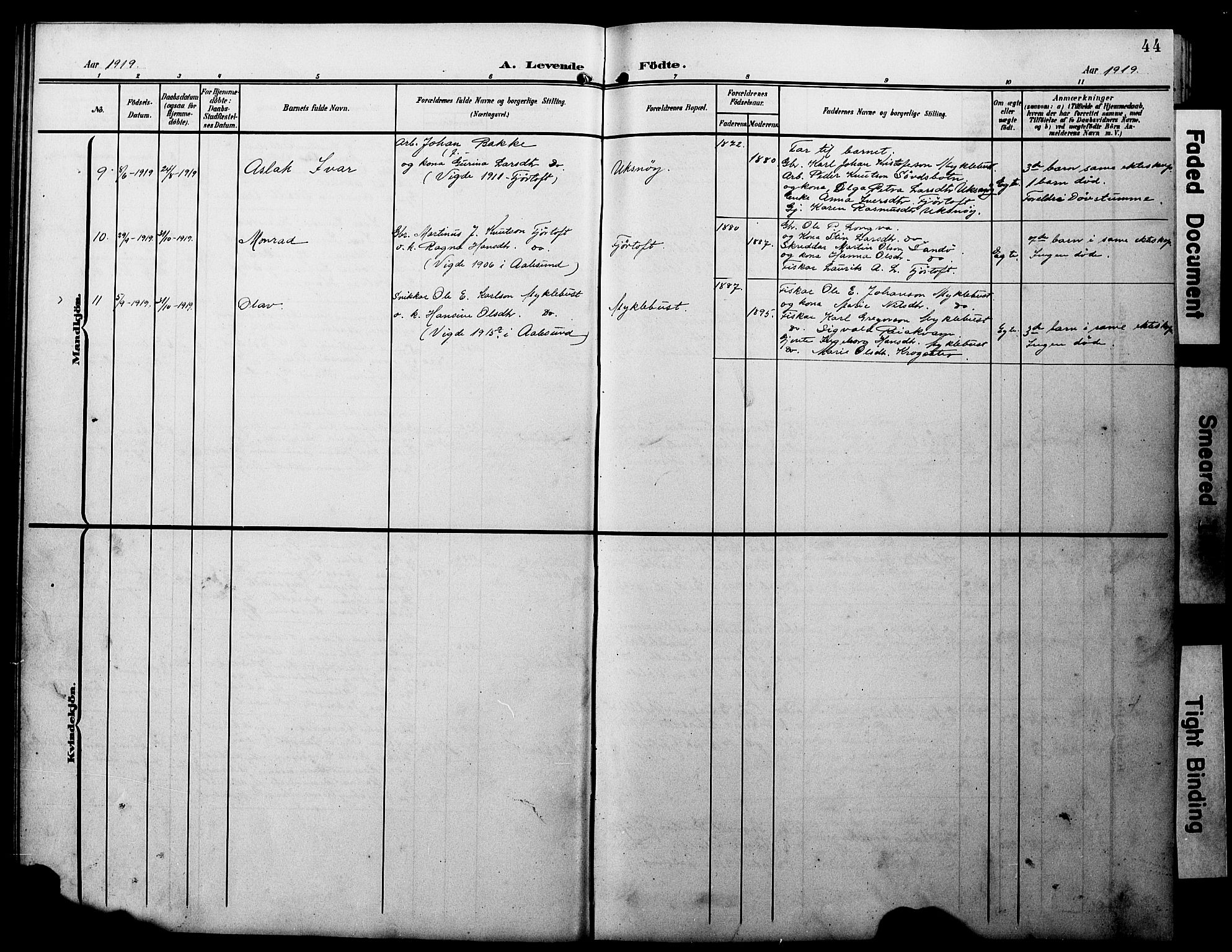 Ministerialprotokoller, klokkerbøker og fødselsregistre - Møre og Romsdal, AV/SAT-A-1454/538/L0524: Klokkerbok nr. 538C02, 1901-1931, s. 44