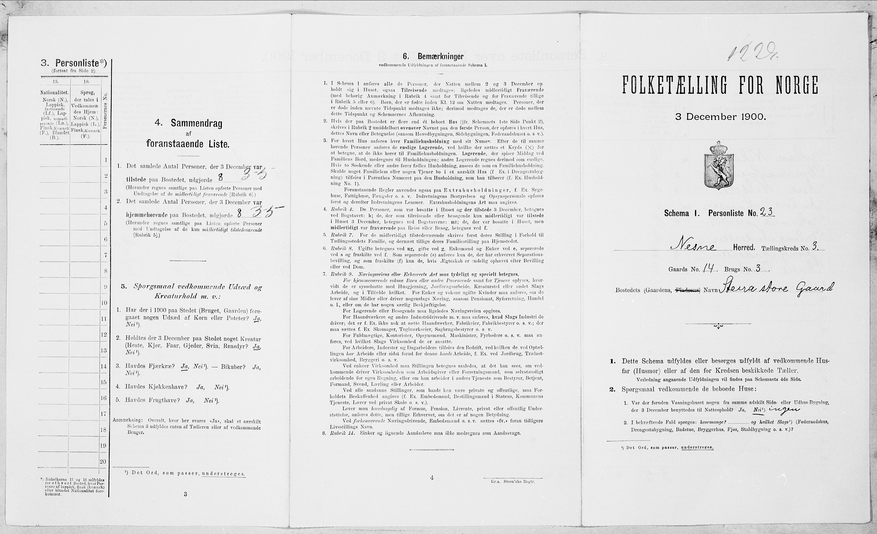 SAT, Folketelling 1900 for 1828 Nesna herred, 1900, s. 216