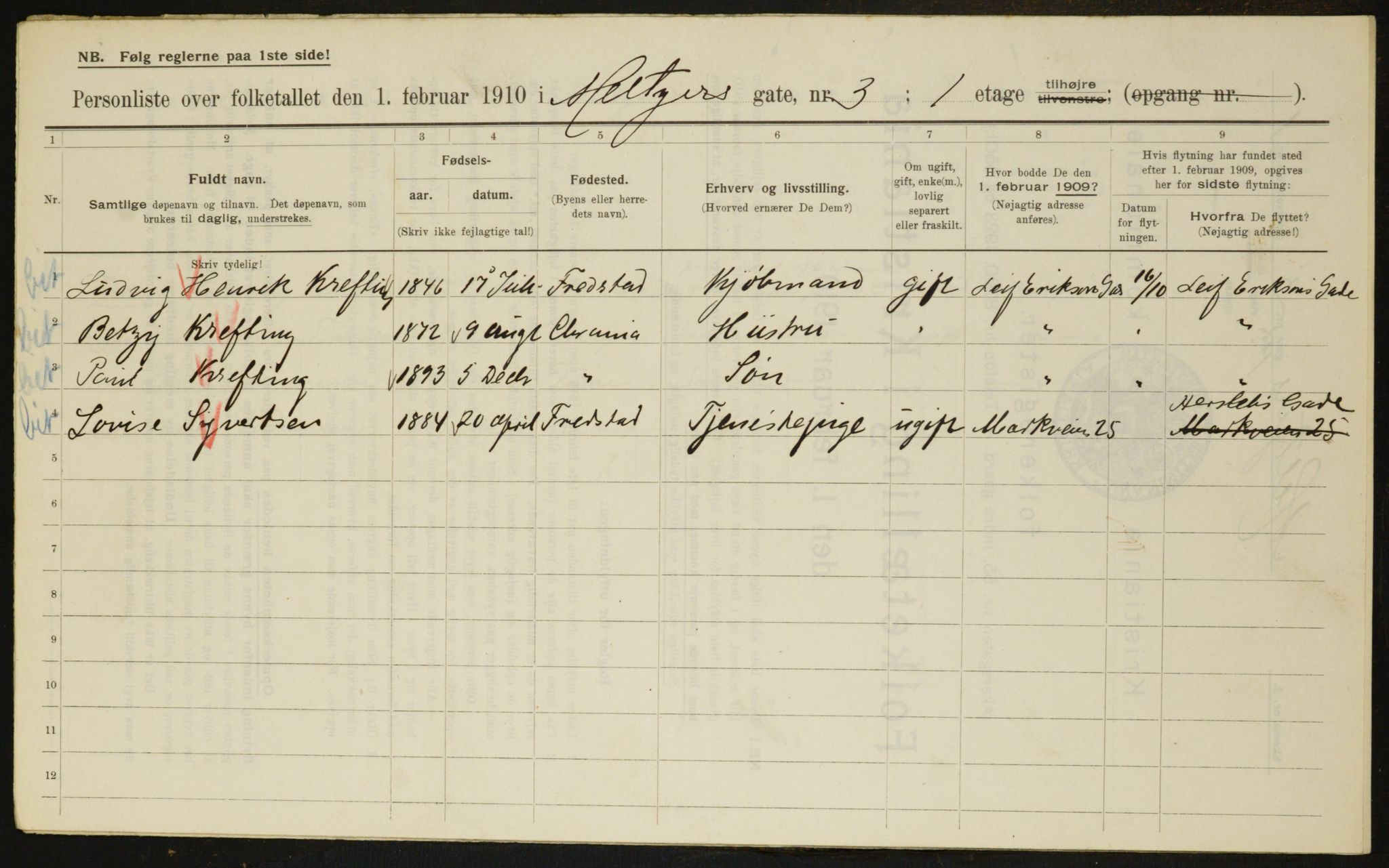OBA, Kommunal folketelling 1.2.1910 for Kristiania, 1910, s. 63087