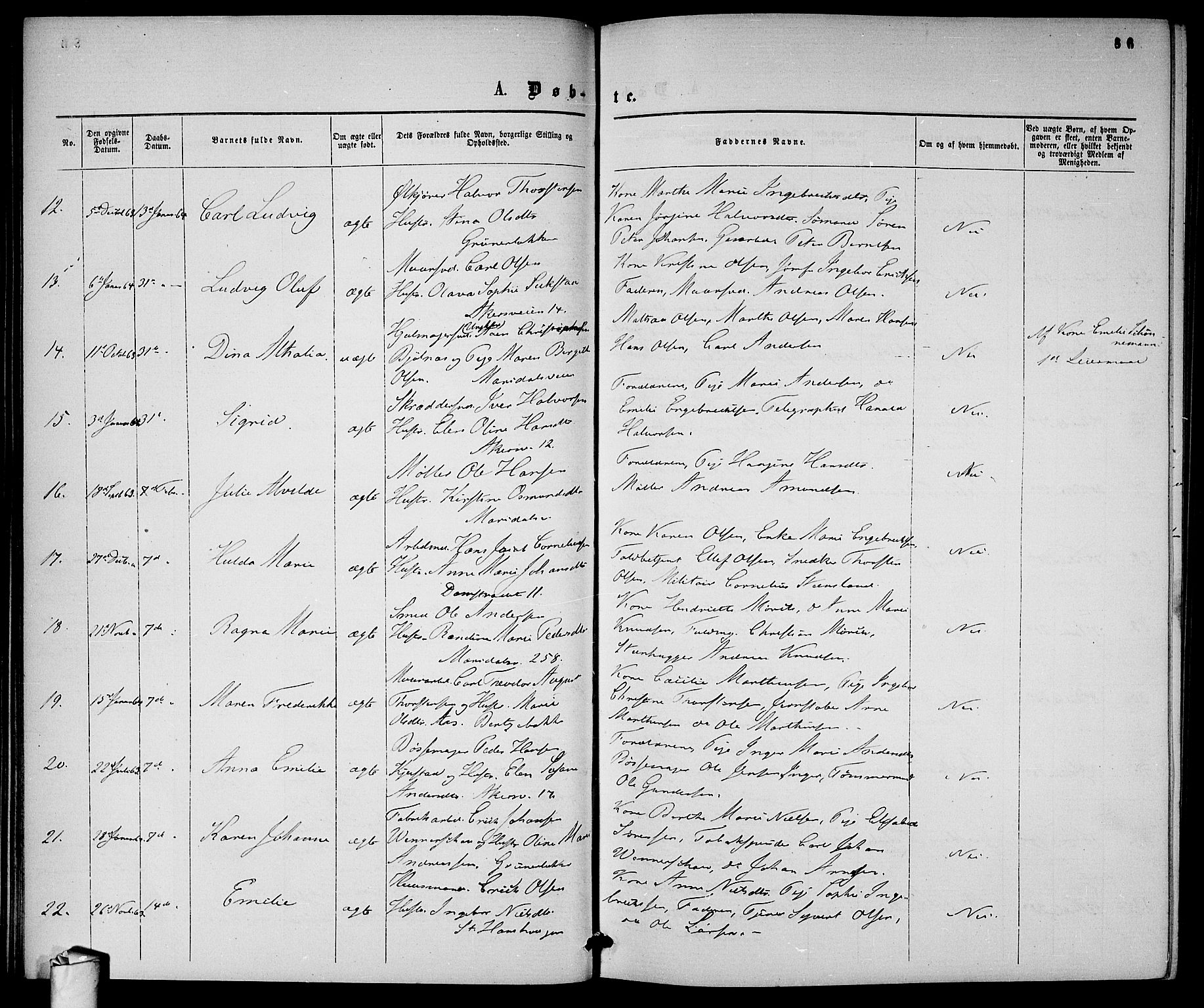Gamle Aker prestekontor Kirkebøker, AV/SAO-A-10617a/G/L0001: Klokkerbok nr. 1, 1861-1868, s. 86