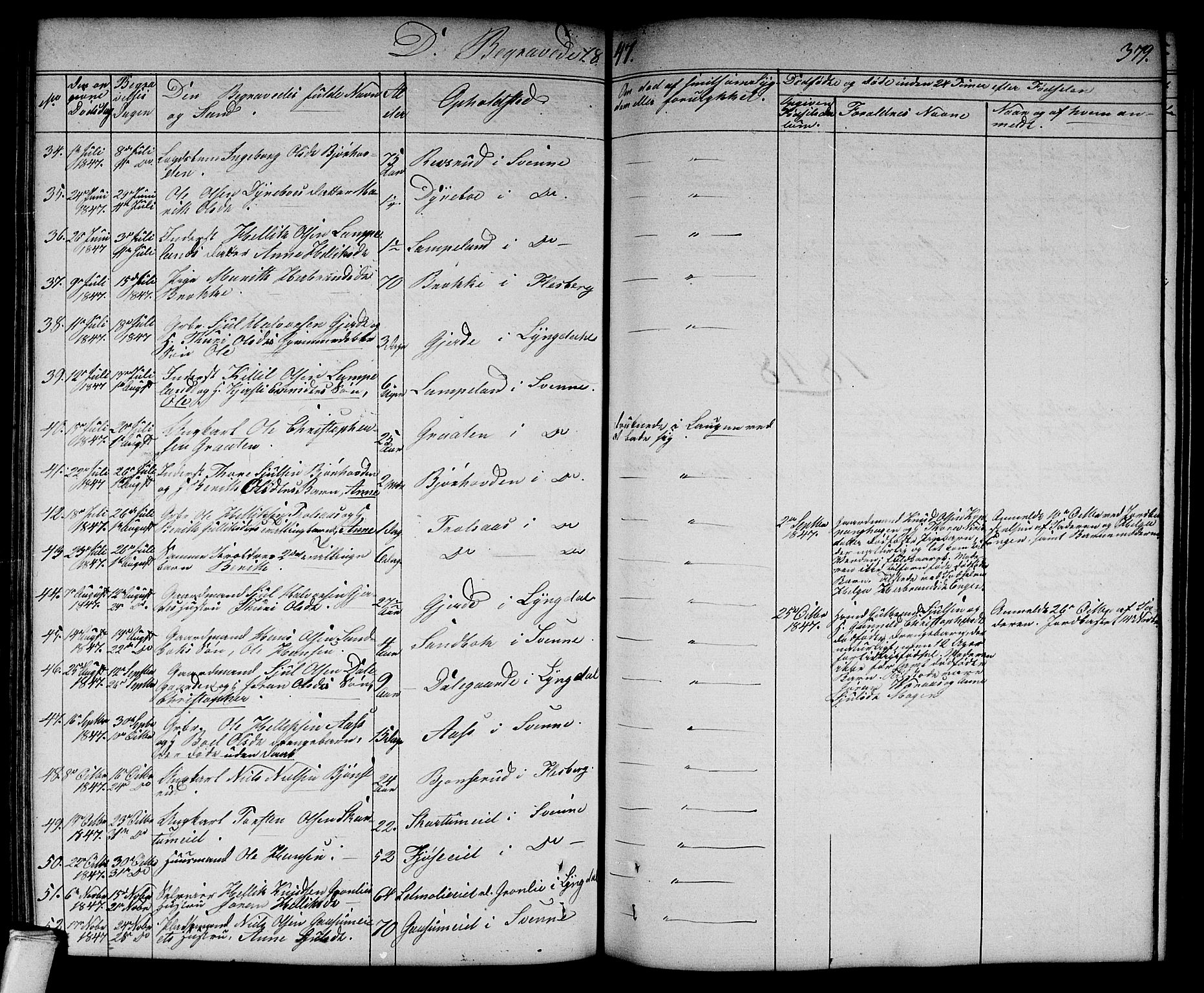 Flesberg kirkebøker, AV/SAKO-A-18/G/Ga/L0002: Klokkerbok nr. I 2, 1834-1860, s. 379