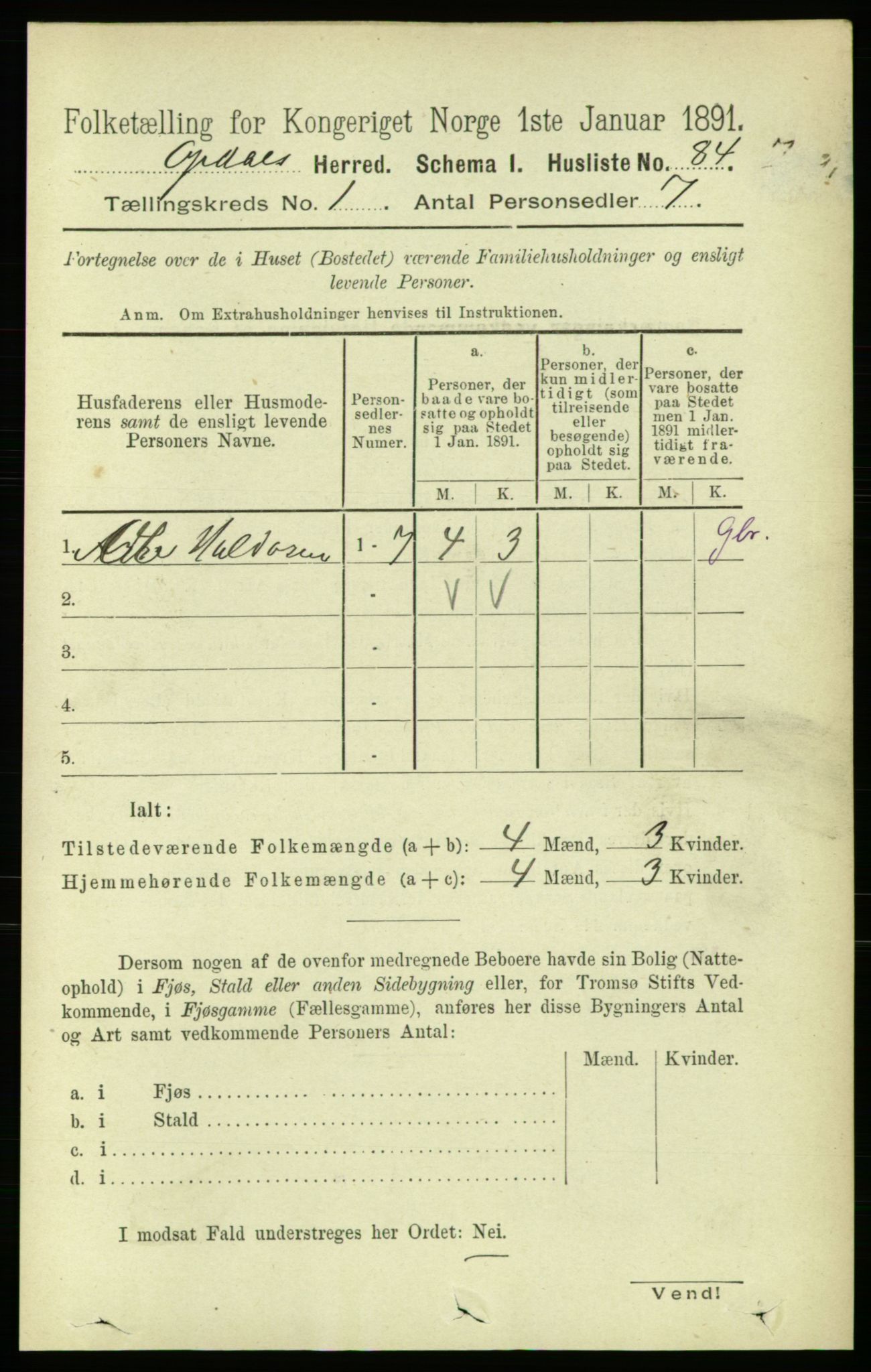 RA, Folketelling 1891 for 1634 Oppdal herred, 1891, s. 113