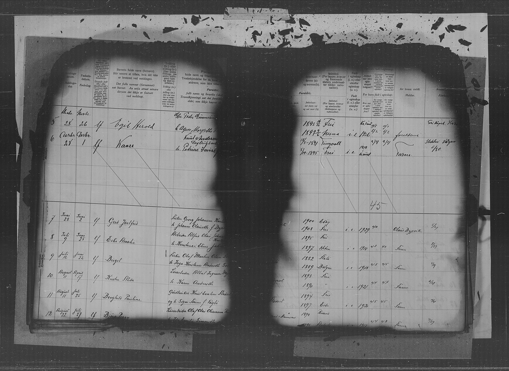 Kristiansund sokneprestkontor, AV/SAT-A-1068/1/II/II4: Fødselsregister nr. 34, 1916-1950, s. 45