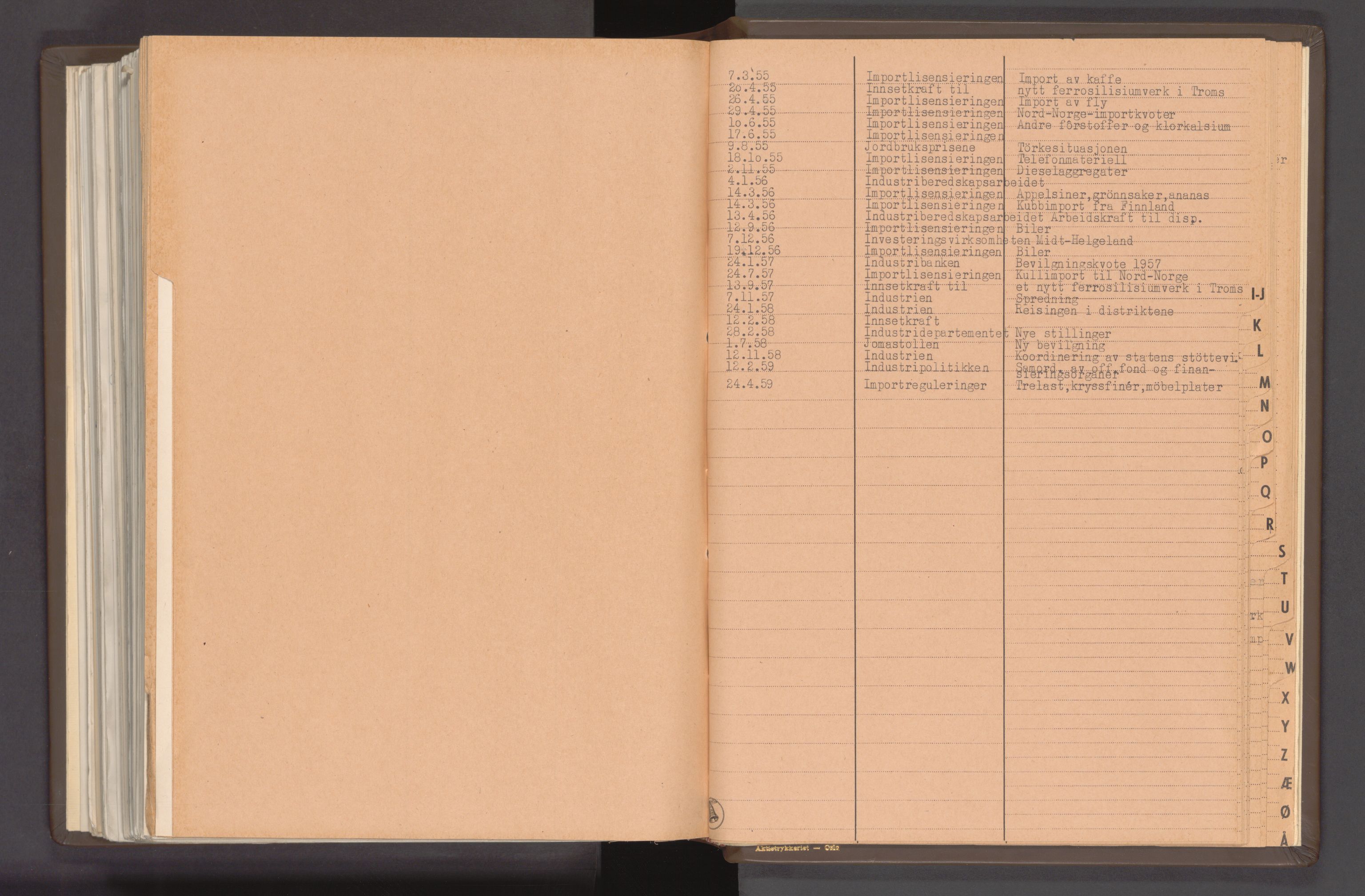 Statsministerens kontor, RA/S-1005/A/Aa/L0020: Referat fra regjeringens økonomiske utvalg, 1947-1959