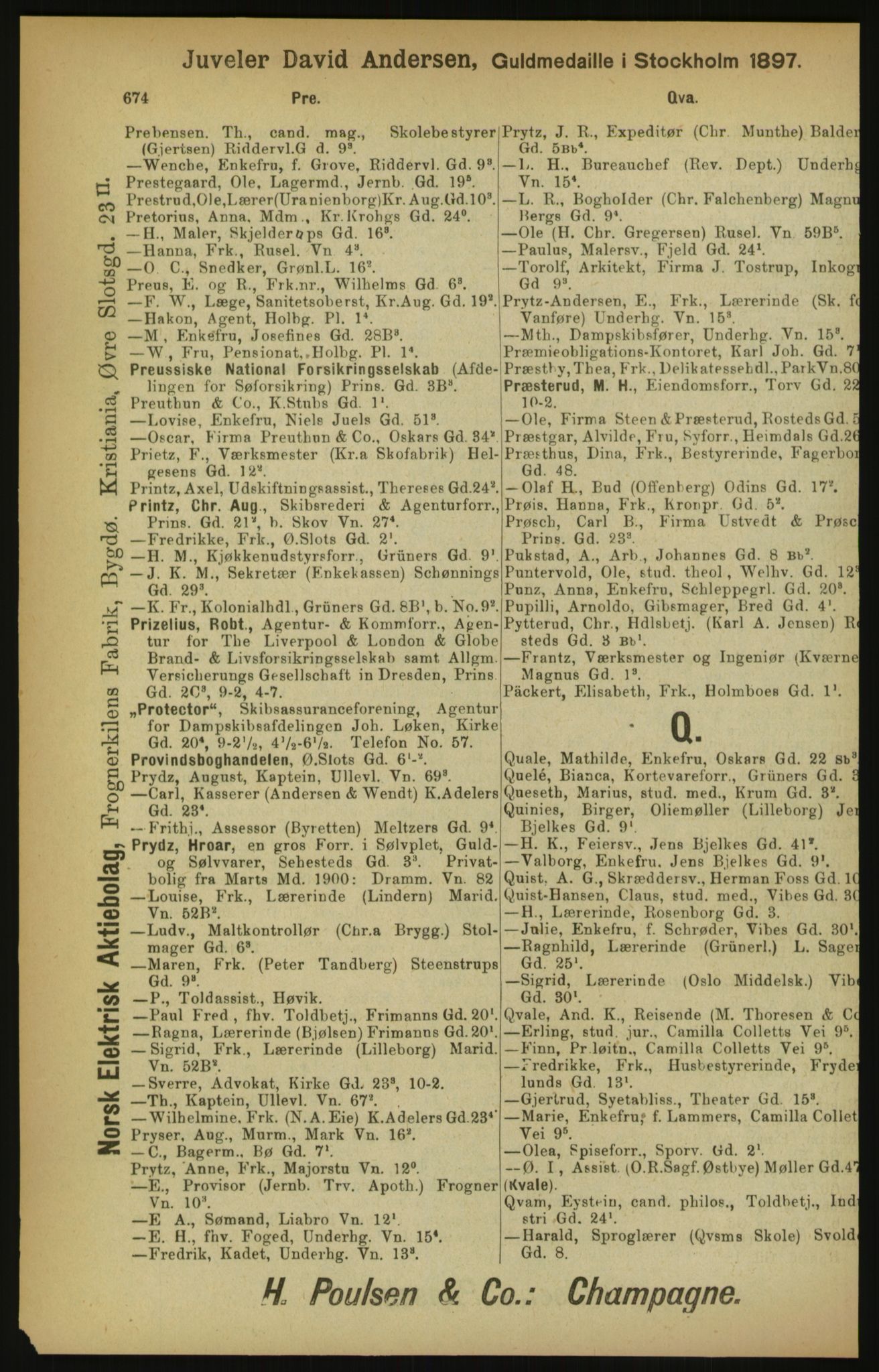 Kristiania/Oslo adressebok, PUBL/-, 1900, s. 674