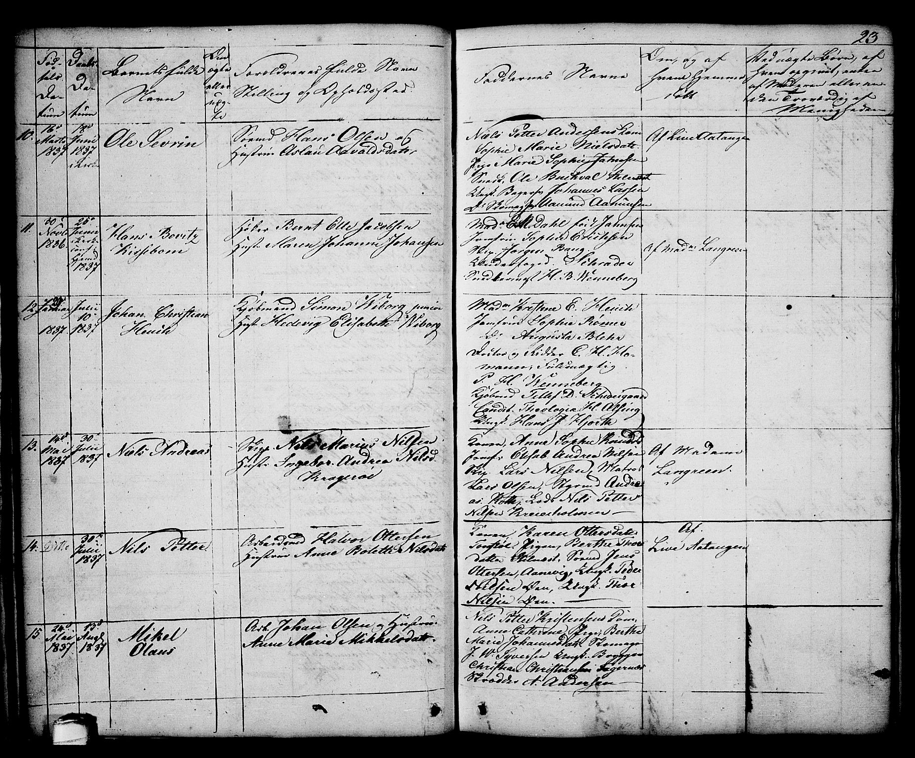 Kragerø kirkebøker, AV/SAKO-A-278/G/Ga/L0003: Klokkerbok nr. 3, 1832-1852, s. 23