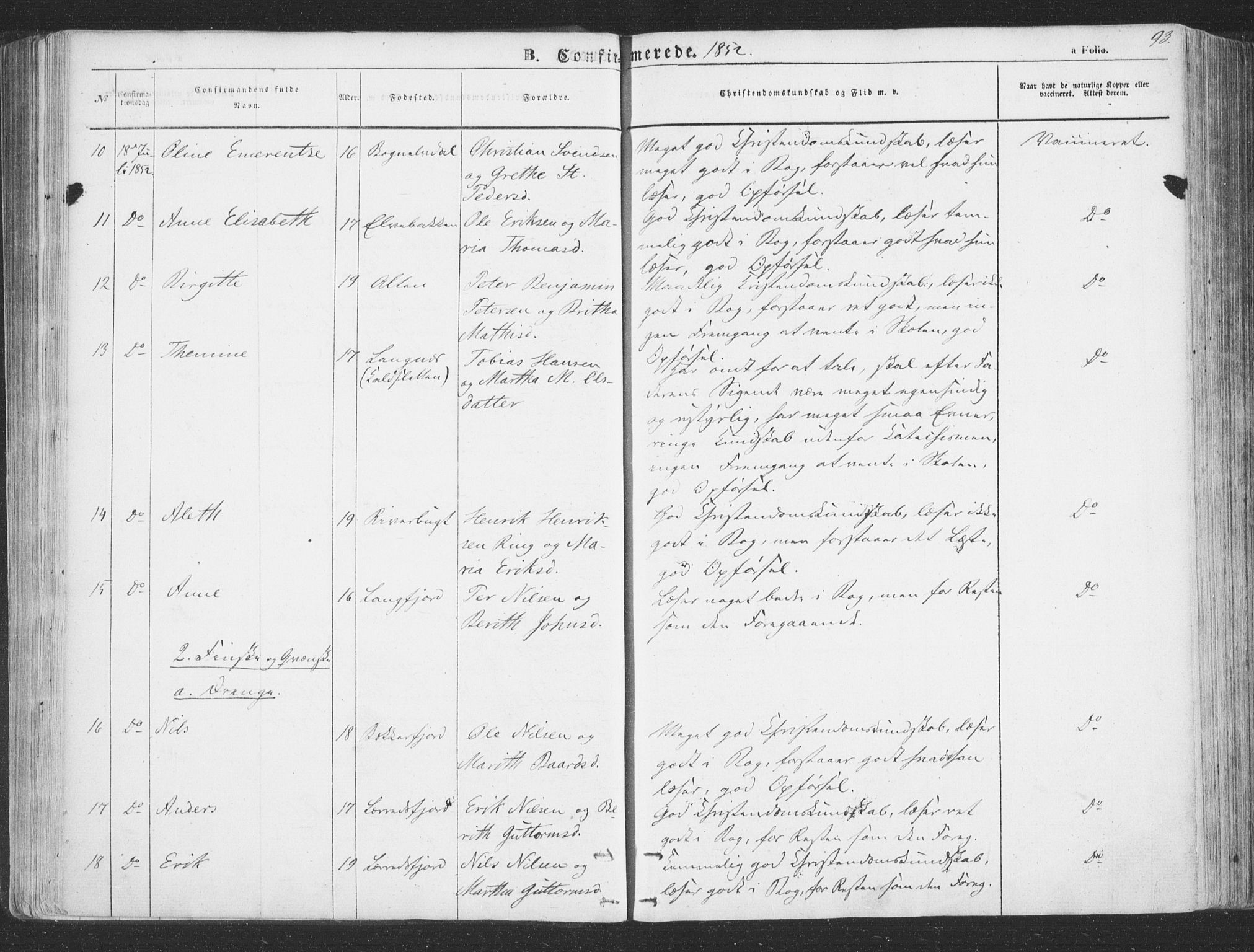 Talvik sokneprestkontor, AV/SATØ-S-1337/H/Ha/L0010kirke: Ministerialbok nr. 10, 1852-1864, s. 93