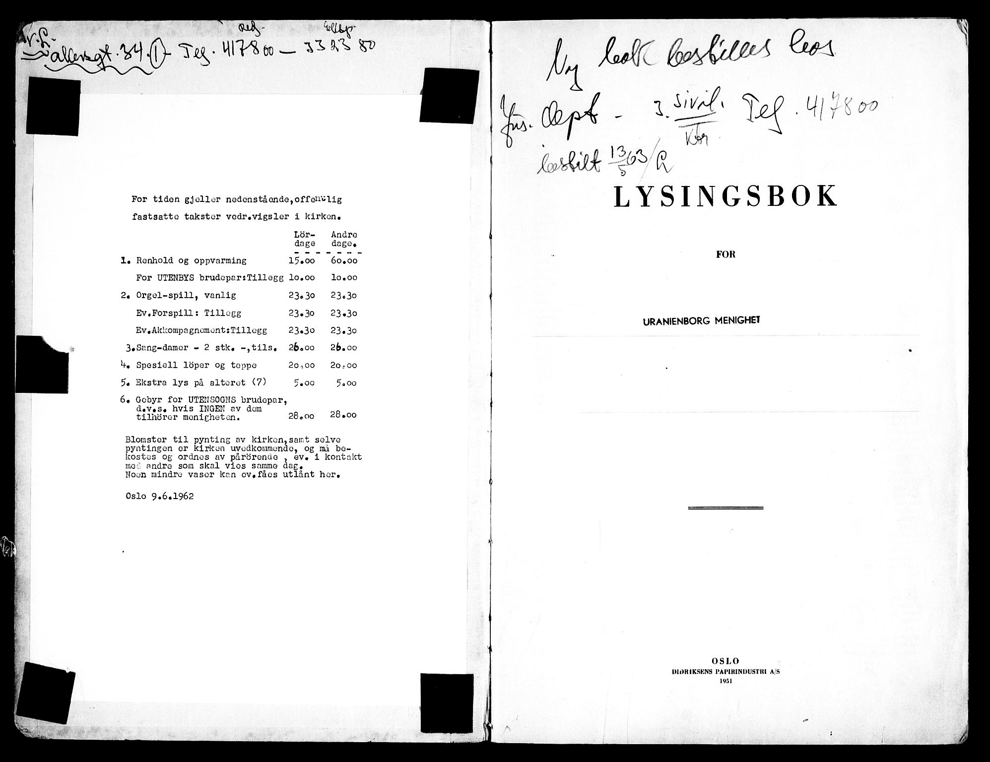 Uranienborg prestekontor Kirkebøker, SAO/A-10877/H/Hb/L0003: Lysningsprotokoll nr. II 3, 1959-1963