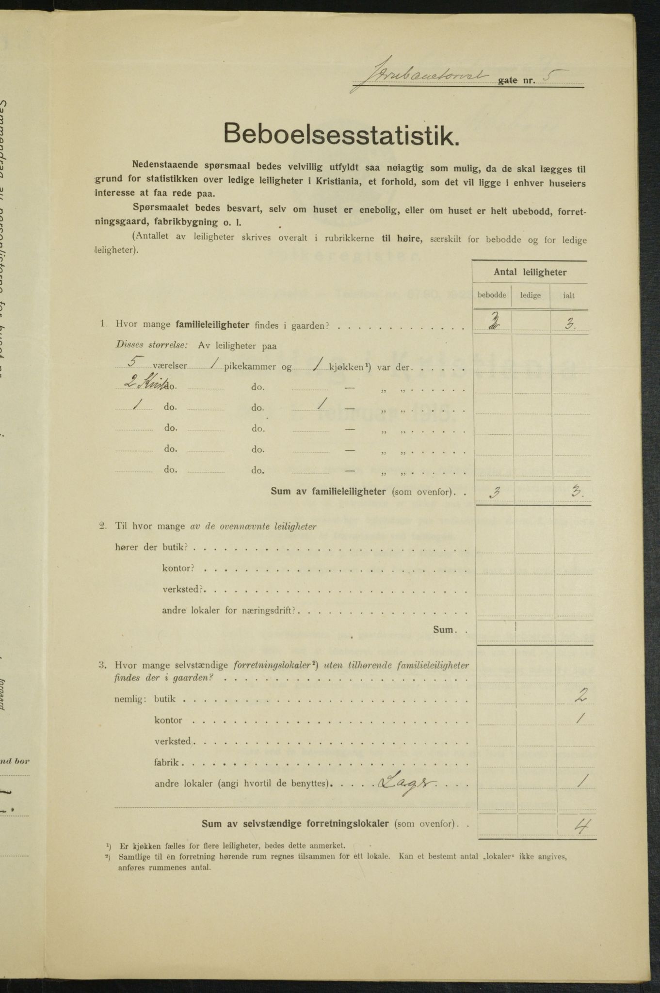 OBA, Kommunal folketelling 1.2.1915 for Kristiania, 1915, s. 46485