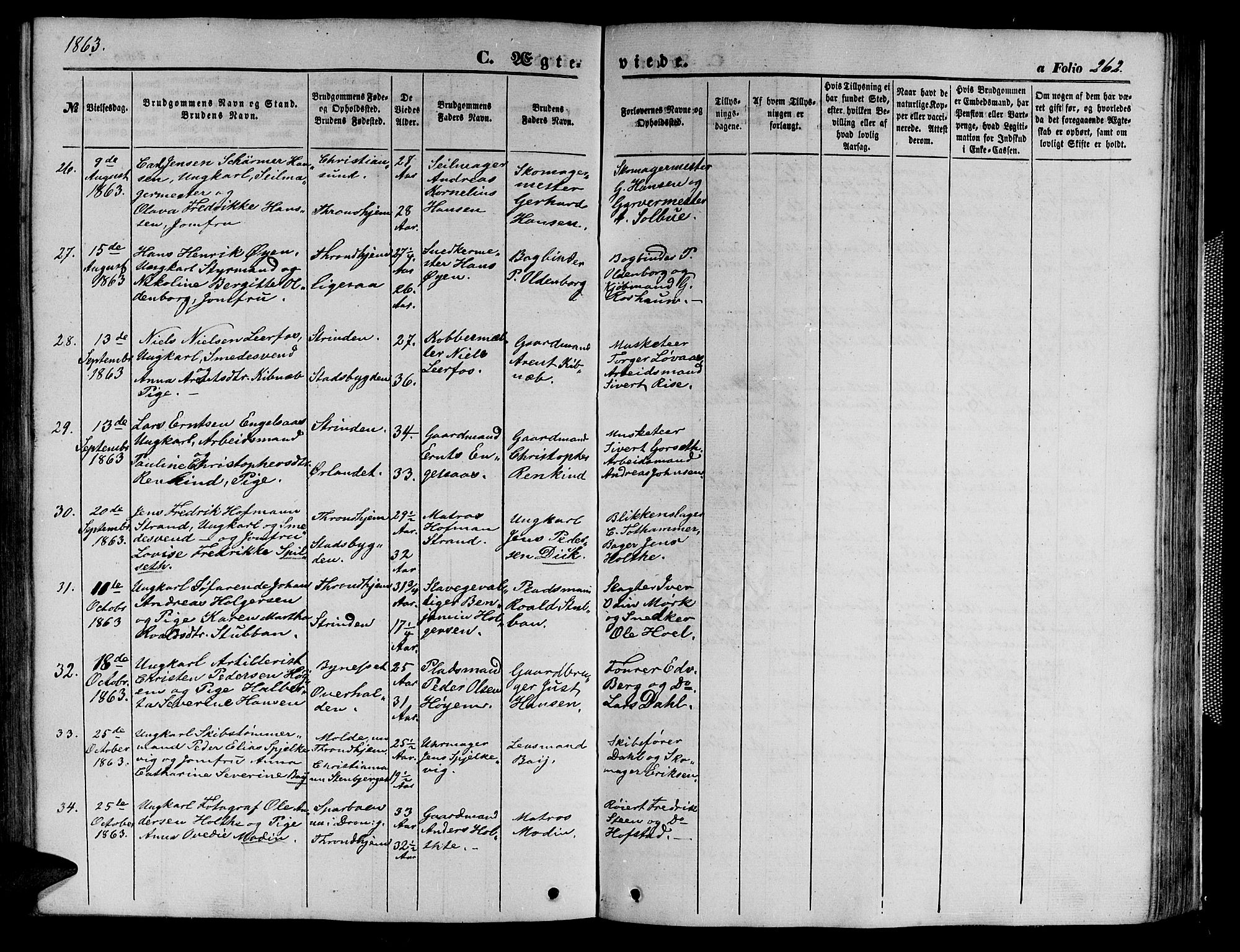 Ministerialprotokoller, klokkerbøker og fødselsregistre - Sør-Trøndelag, SAT/A-1456/602/L0139: Klokkerbok nr. 602C07, 1859-1864, s. 262