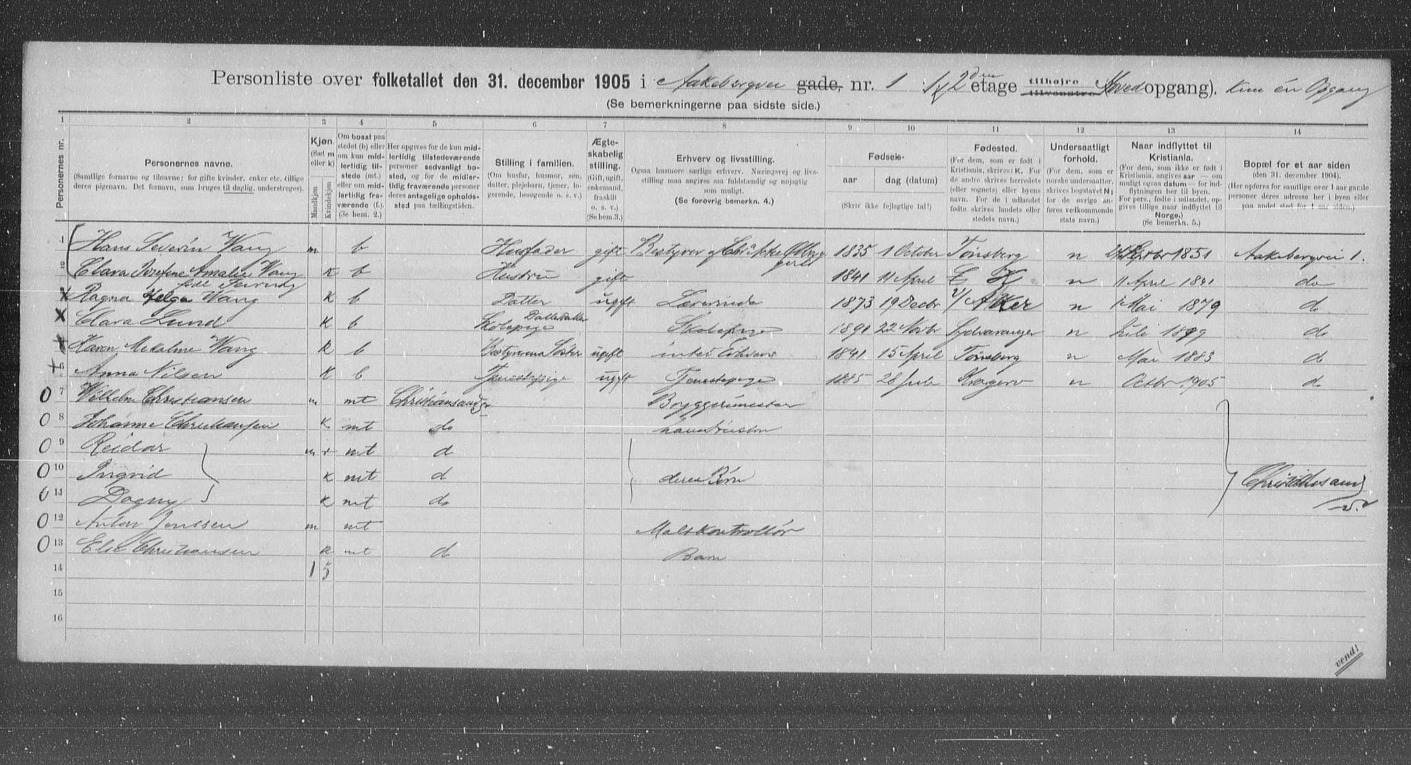 OBA, Kommunal folketelling 31.12.1905 for Kristiania kjøpstad, 1905, s. 68503