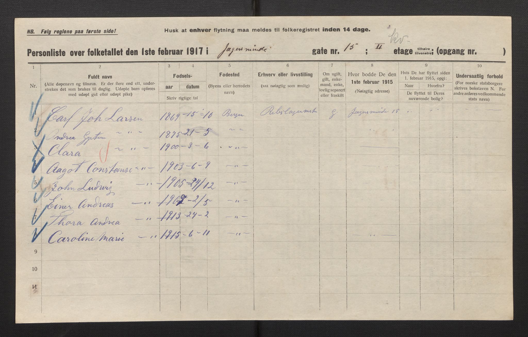 SAB, Kommunal folketelling 1917 for Bergen kjøpstad, 1917, s. 16344